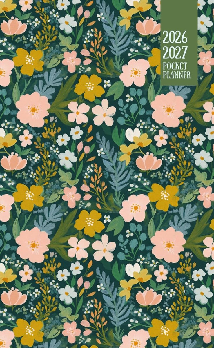 Pocket planner mini - Boho wildflowers - 18 maanden - slim formaat voor in de tas - ShopVlot