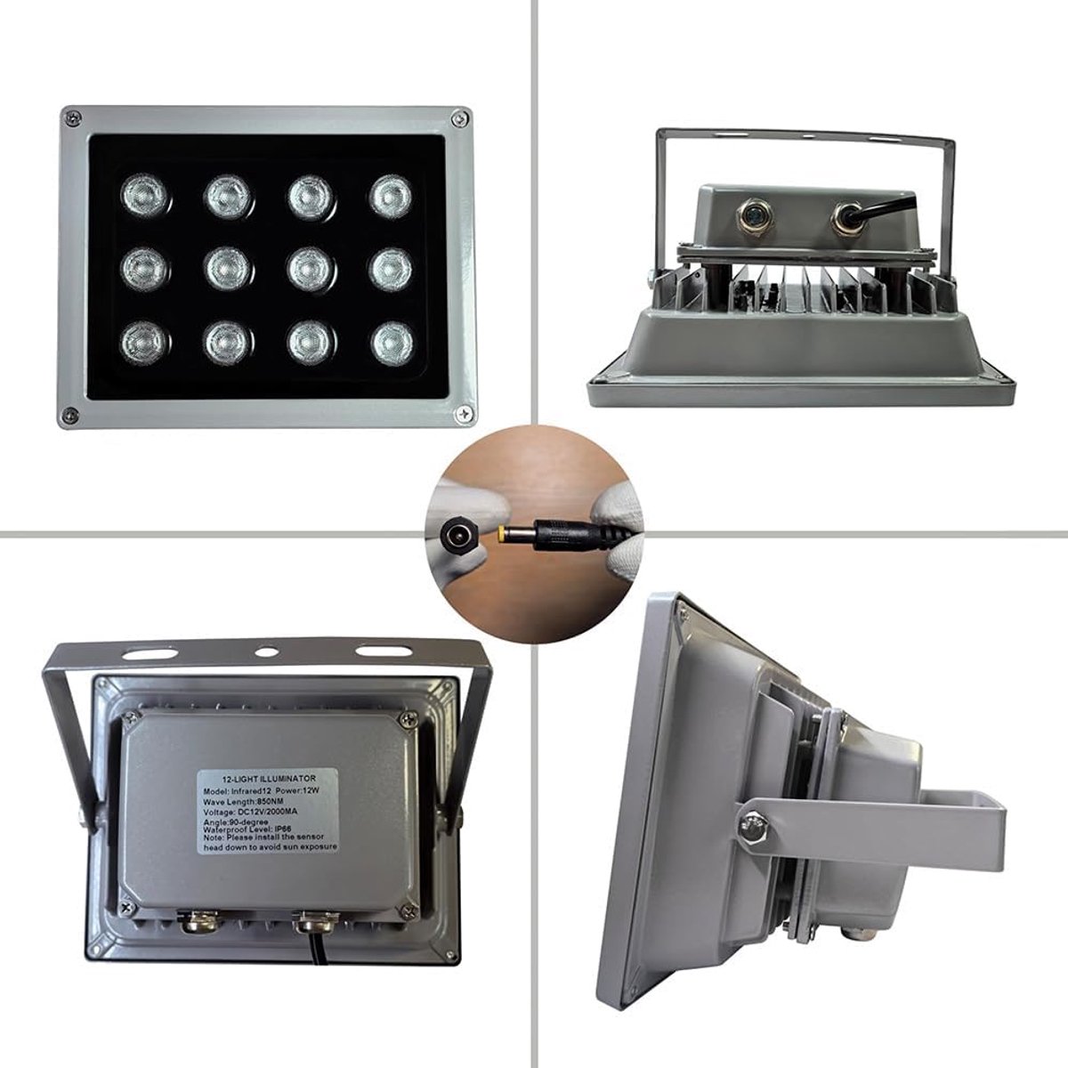 Beveiligingslamp 12 LED - Infrarood nachtzicht - 40m bereik - Geschikt voor CCTV camera - SnelShoppen