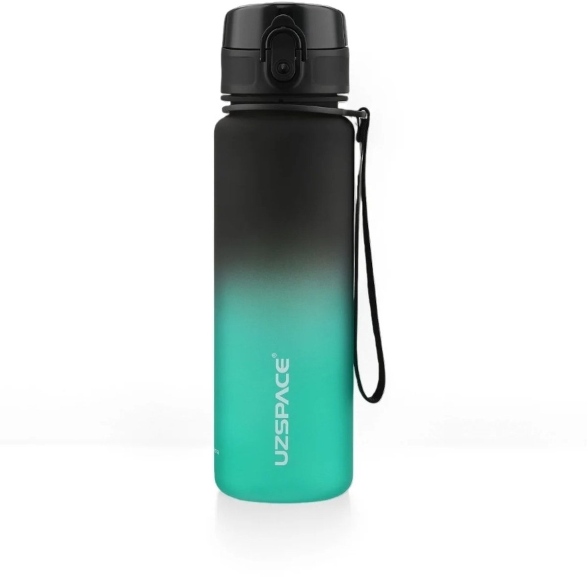 UZSPACE Waterfles - Drinkfles 500 ml – BPA-Vrije Tritan Waterfles – 100% Lekvrij – Herbruikbare Sportfles met 1-Klik Deksel – Voor School, Sport & Kantoor – Zwart/Groen