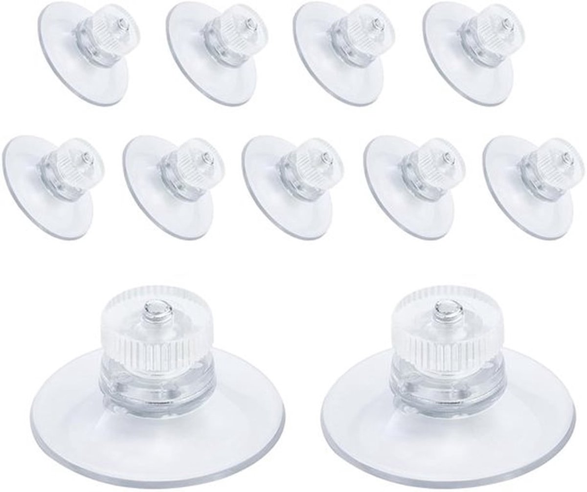 Zuignappen 11 stuks - Zuignappen met schroefdraad - Zuignappen voor ramen - PVC - Diameter 30 mm - Transparant en duurzaam - Zuignap