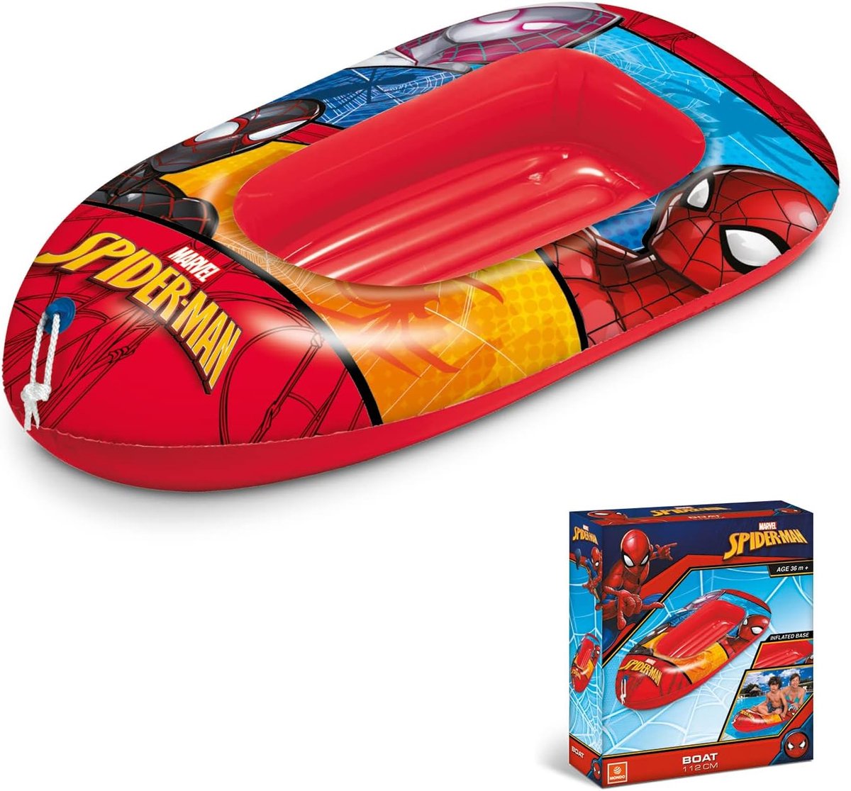 Opblaasboot Kinderen - PVC Opblaasbare Boot - Zachte Opblaasbare Bodem - Trekkoord - 112 cm Rood/Blauw