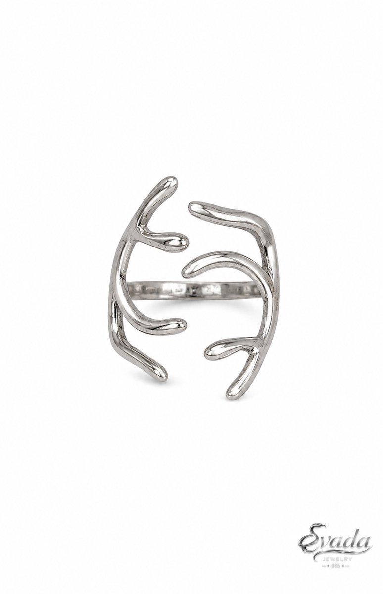 925 Sterling Zilver Takken Ring - Verstelbare Open Dames Ring - Natuur Design - Handgemaakt - Evada Jewelry
