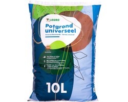 Legro Potgrond Universeel 10 Liter - Kwaliteitspotgrond geschikt voor Buiten en Binnen, 9 weken Voeding, geschikt voor Buitenplanten, Tuinplanten, Binnenplanten en Kamerplanten, kan gebruikt worden in Potten, Bakken, Tuin, Moestuin en als Tuinaarde.