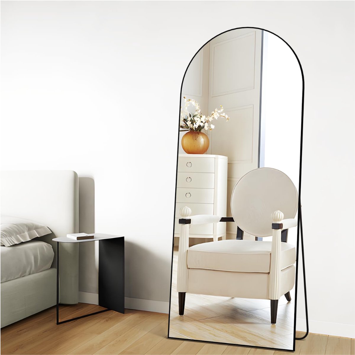 Lìon® Passpiegel - Staande Passpiegel - Wandspiegel - Zwart - 165cm x 60cm x 1cm