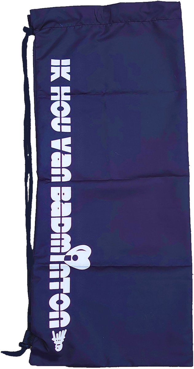 'Ik hou van badminton' draagtas / beschermhoes - donkerblauw - 75x30cm