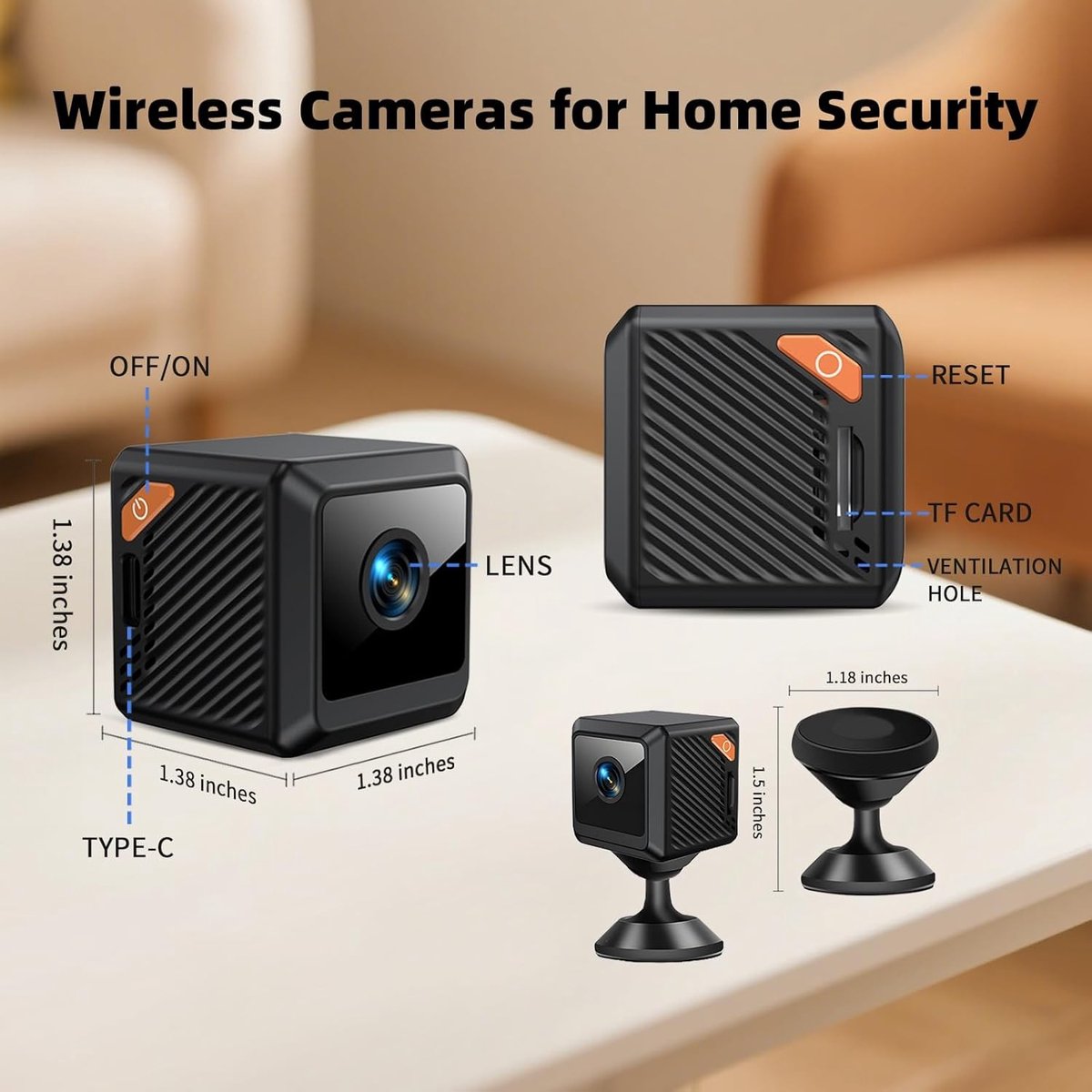 Mini Bewakingscamera - Zwart - Compact - 1080p Wifi met Nachtzicht - Voor Thuisgebruik