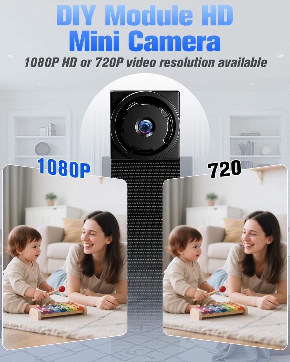 Mini Spionagecamera - Zwart - 2,2 x 4,6 cm - HD 1080p Microcamera met Bewegingsdetectie - Voor Thuis en Kantoor