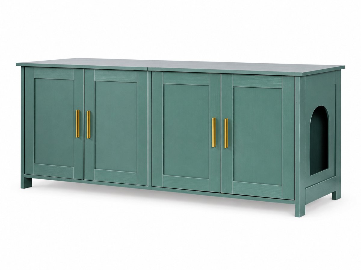 M-Goods - Kattenbak Kast met Deuren - Houten Kattenbakbehuizing - Gesloten Kaststijl - Geurbestrijding - Multifunctioneel Meubel