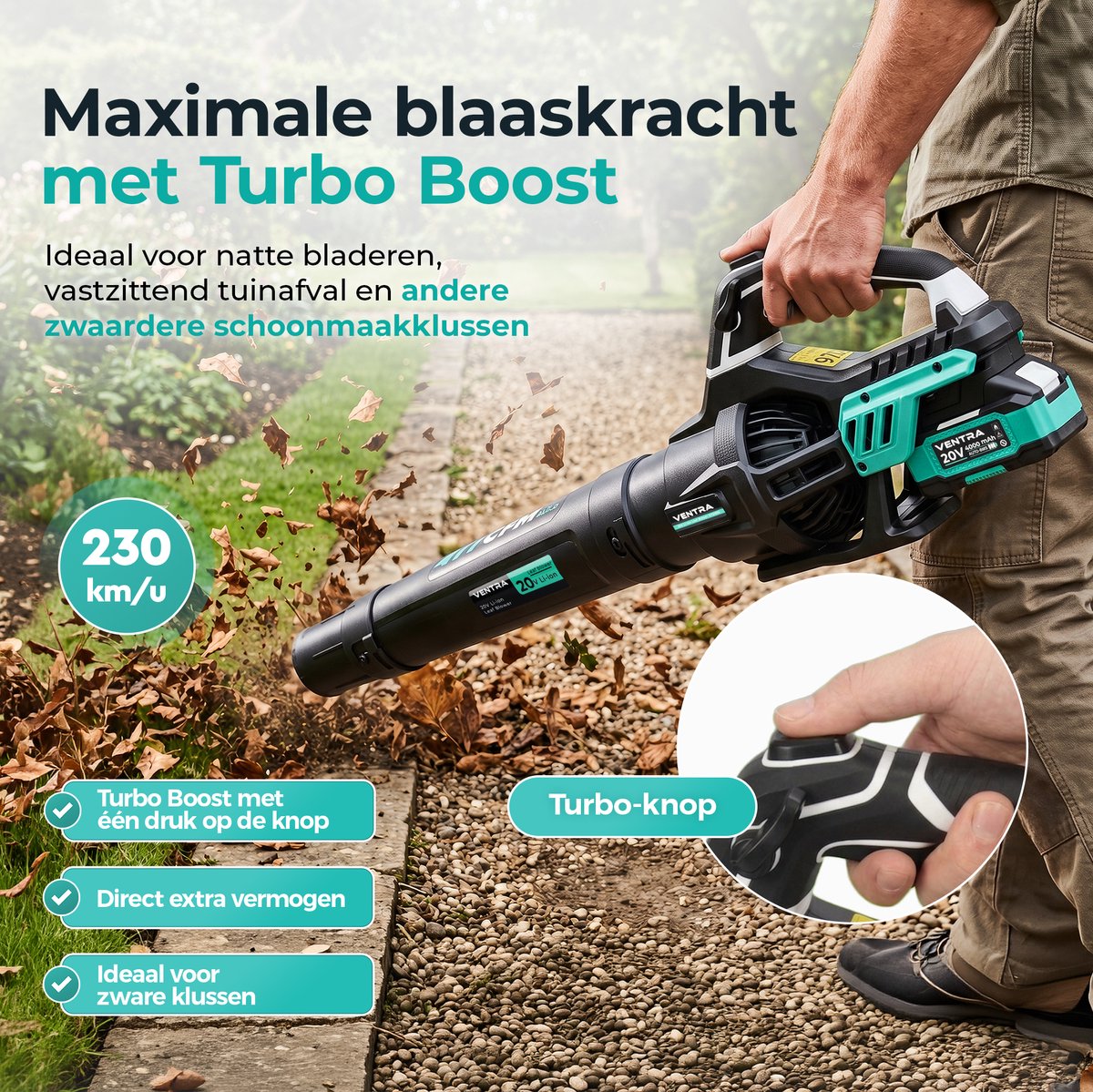 Ventra Accu Bladblazer - Elektrisch - 13.5m3/min Luchtvolume - 2x 4000mAh thumbnail 3