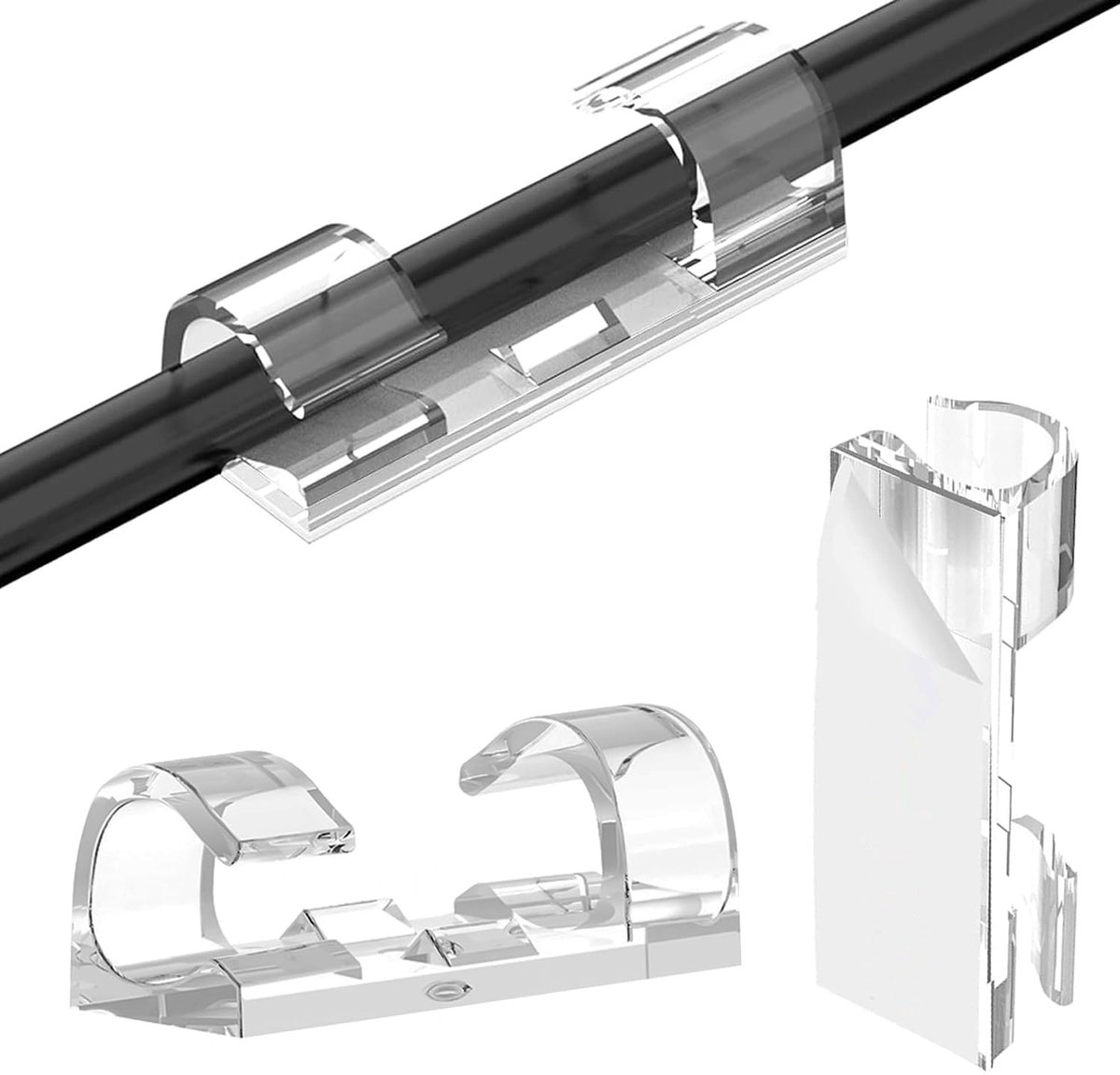 Kabelclips 50-delig - Transparant - Sterke hechting - Voor het netjes organiseren van kabels - SnelShoppen