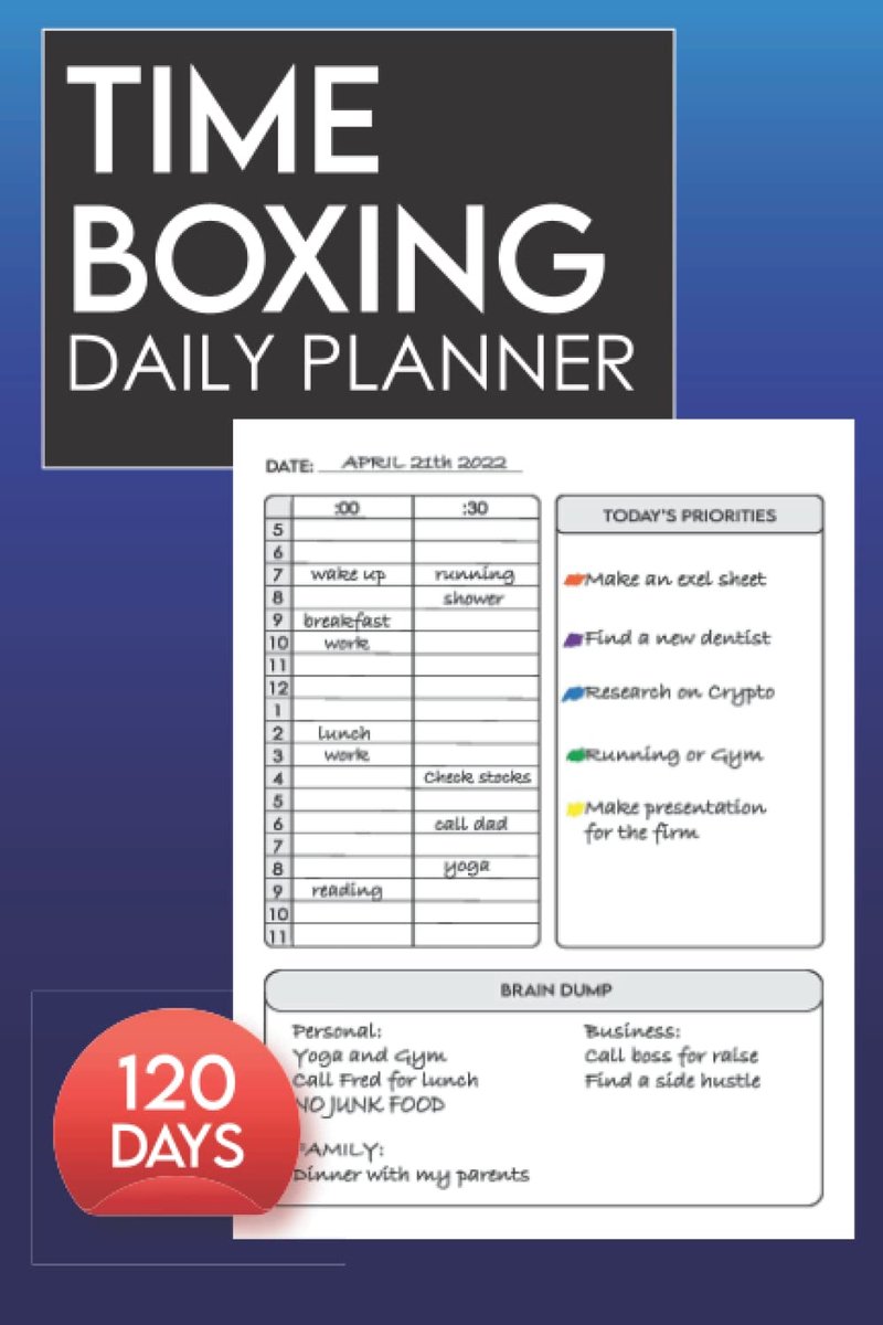 SnelShoppen - Daily Timeboxing Planner - Tijdblok Notitieboek voor Verhoogde Productiviteit, To-Do Lijst, Dagelijkse Taak Organisator, Tijdmanagement