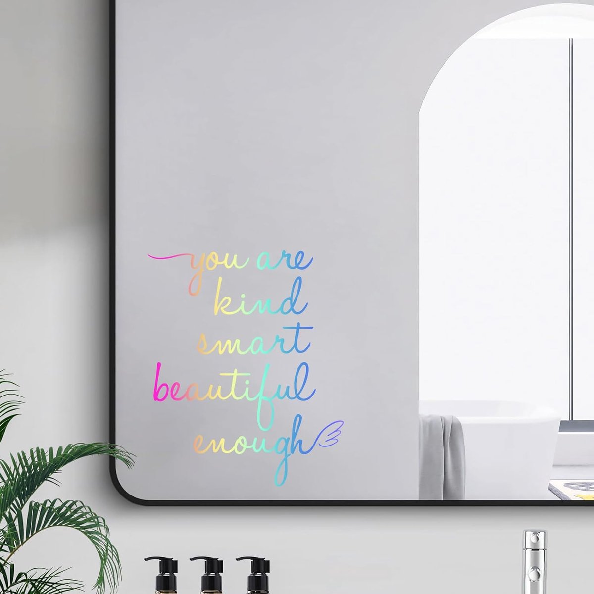 "You Are Kind Smart Beautiful Enough", spiegel affirmatiestickers, motivatie muurstickers, badkamerstickers, vinyl sticker, kamerdecoratie (1, laser)
