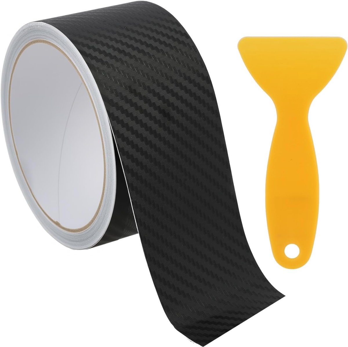 Instaplijstbescherming voor de auto, 5 cm x 10 m, carbonfolie, zelfklevend, met 2 schrapers, bumperbescherming en dorpelbescherming voor de meeste auto's, SUV's en limousines