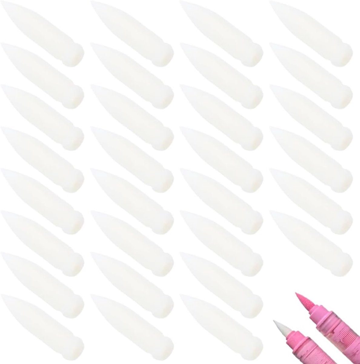 30 stuks vervangende zachte punten voor acrylmarkers, fijne nylon punten, navulbare penseelpennen om te tekenen