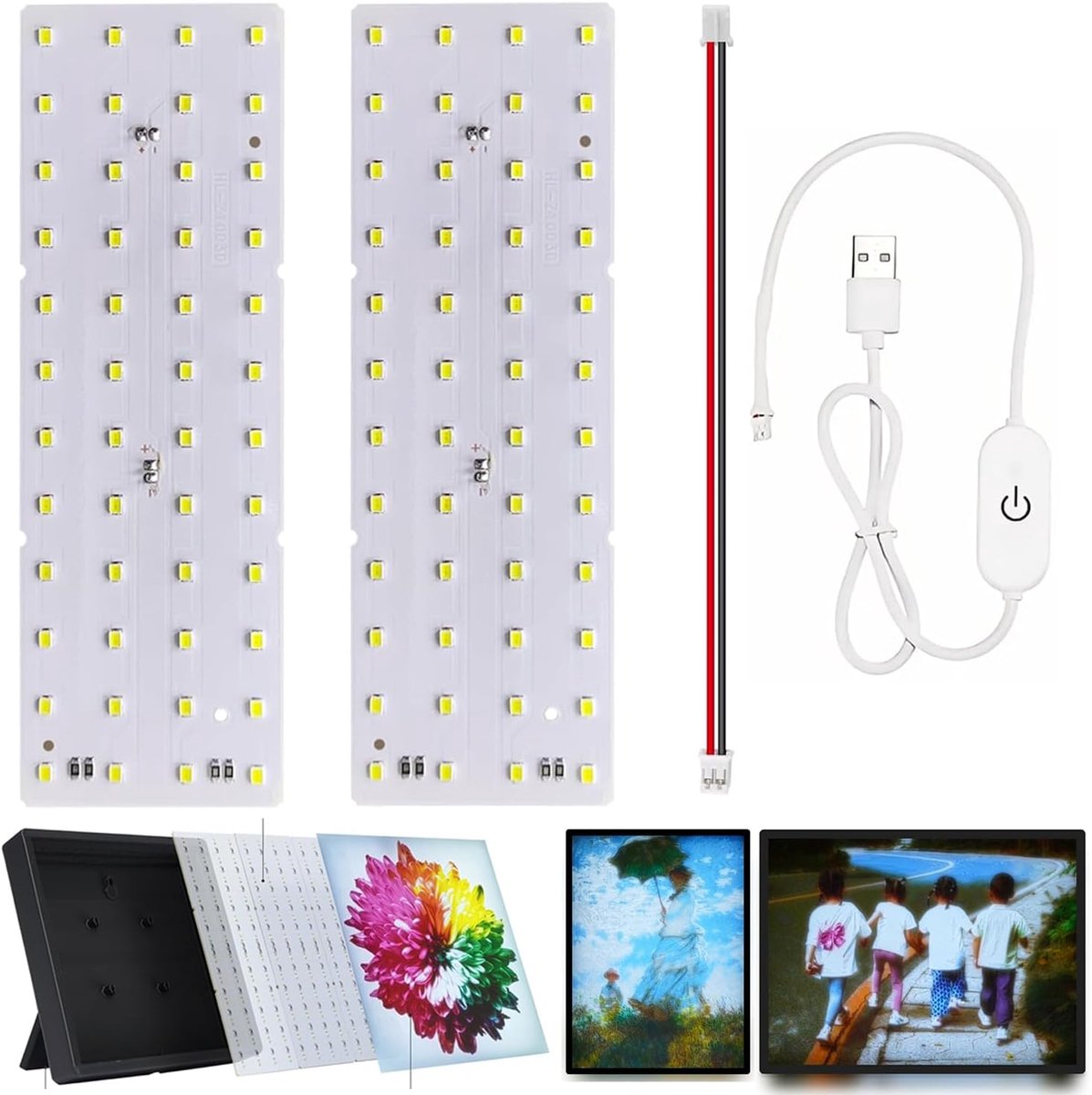 KC009 KC010 Led-achtergrondverlichting, voor bamboe, Lab H2D/X1/P1P/A1 Makerworld modelonderdelen, USB 3D-print, accessoires, fotomodel, doe-het-zelf, lichtbox, 2 stuks