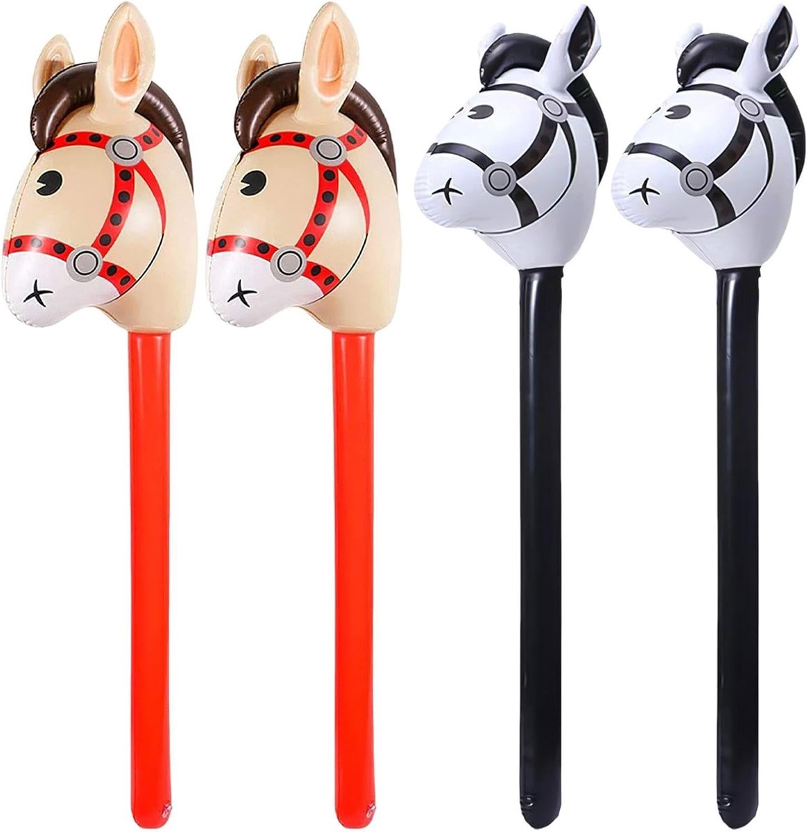 4 stuks opblaasbare sticks in de vorm van een paard, speelgoed voor kinderen, rollenaccessoires, opblaasbaar speelgoed voor kinderen, feestbenodigdheden.
