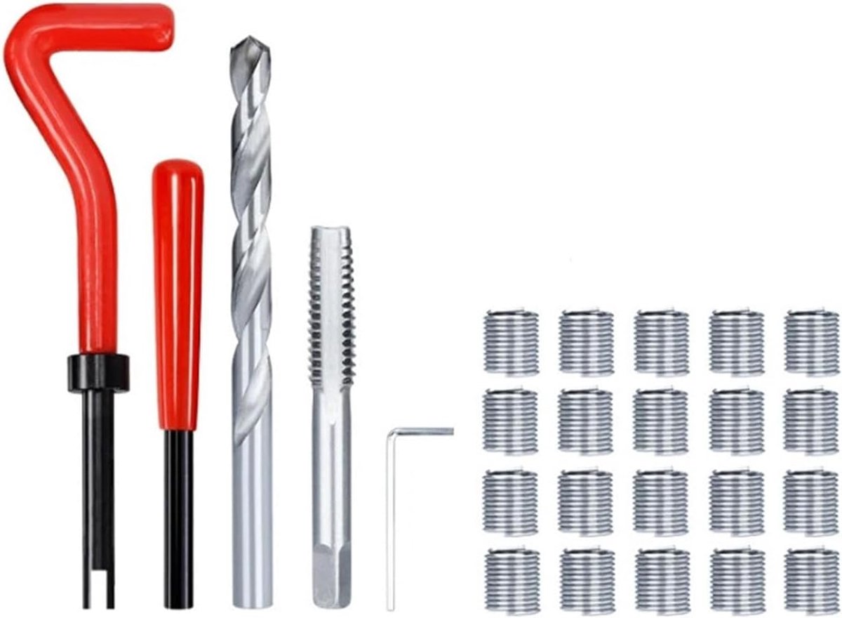 M9x1,25mm Helicoil-hersteldraadreparatiegereedschap Draadinzetset Compatibele handgereedschapset voor autoreparatie, 25 stuks