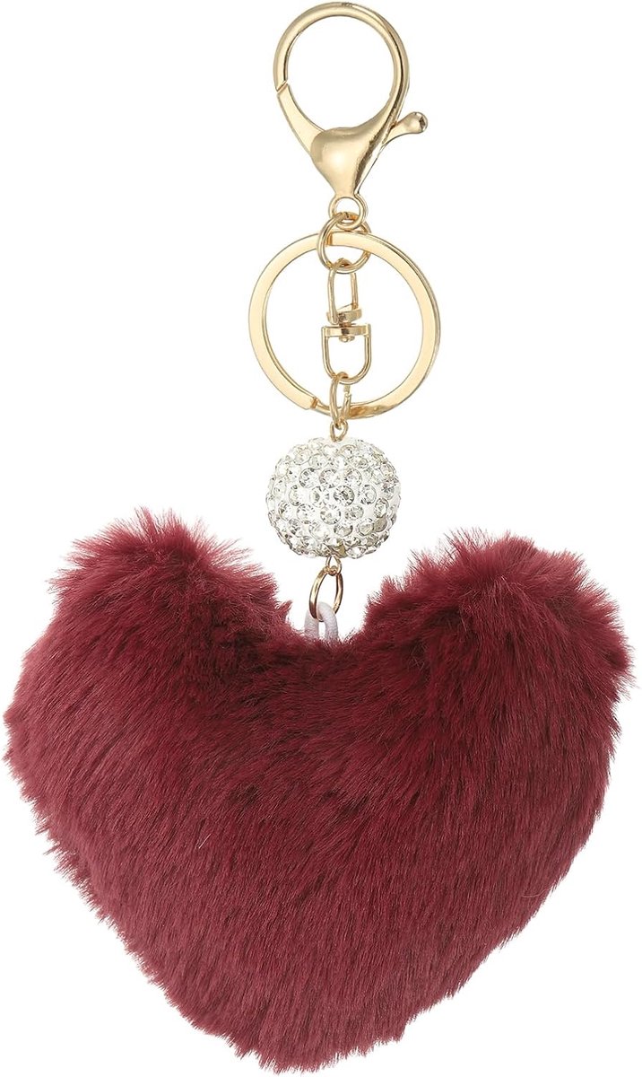 Faux Fur Pom Pom Sleutelhanger, Kunstmatige Leuke Bladerdeeg Bal Sleutelhanger Hart Pluizige Charm Pluche Hanger Kettingen voor Portemonnee Rugzak Autosleutel Tas Tote Handtas