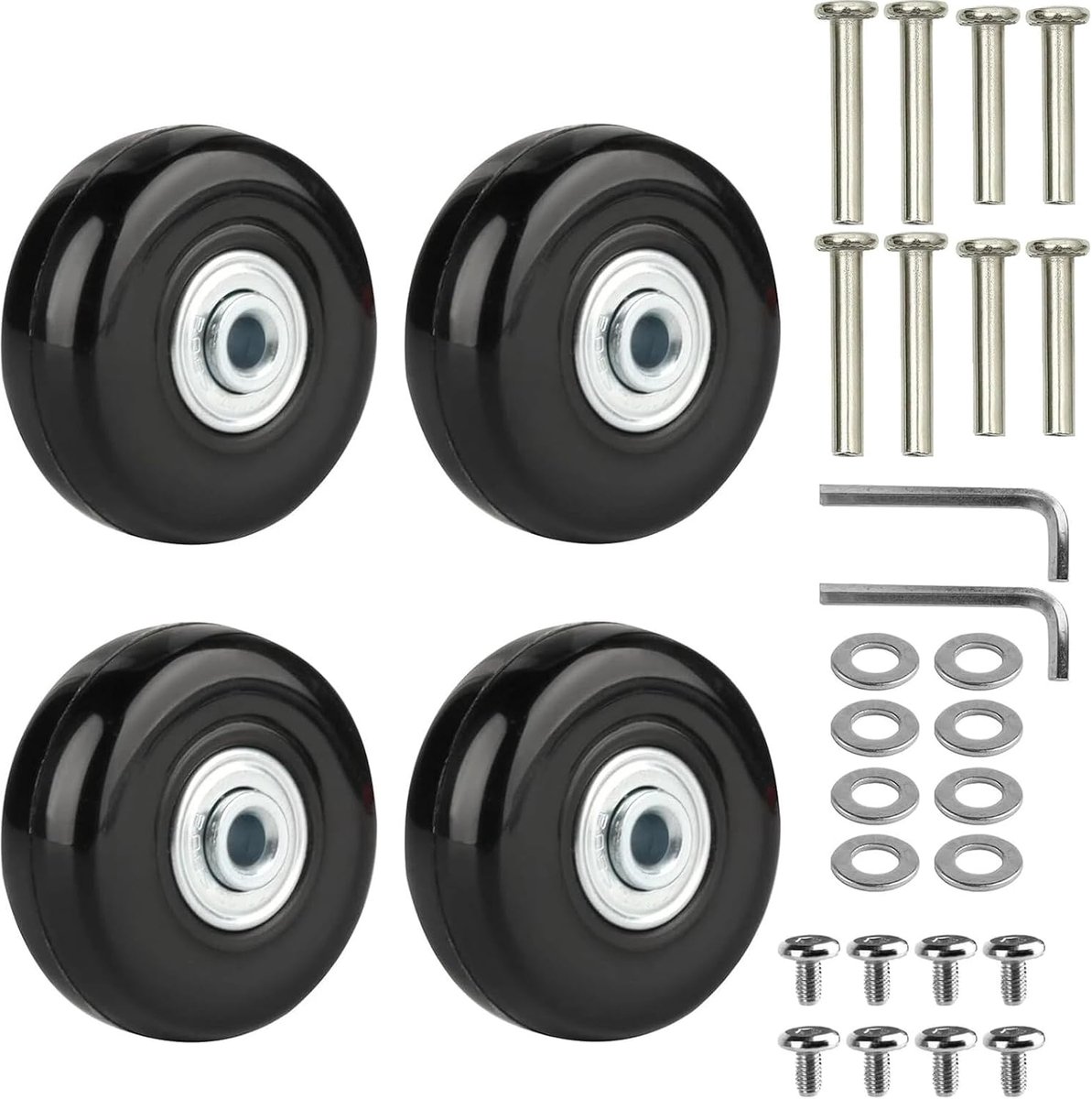 4 stuks kofferwielen reservewielen bagage reservewielen 50mm x 18mm rubber vervangende wielen bagagekoffer wielreparatie rubber zwenkwielen zwenkwielen kogellagers set voor koffer bagage