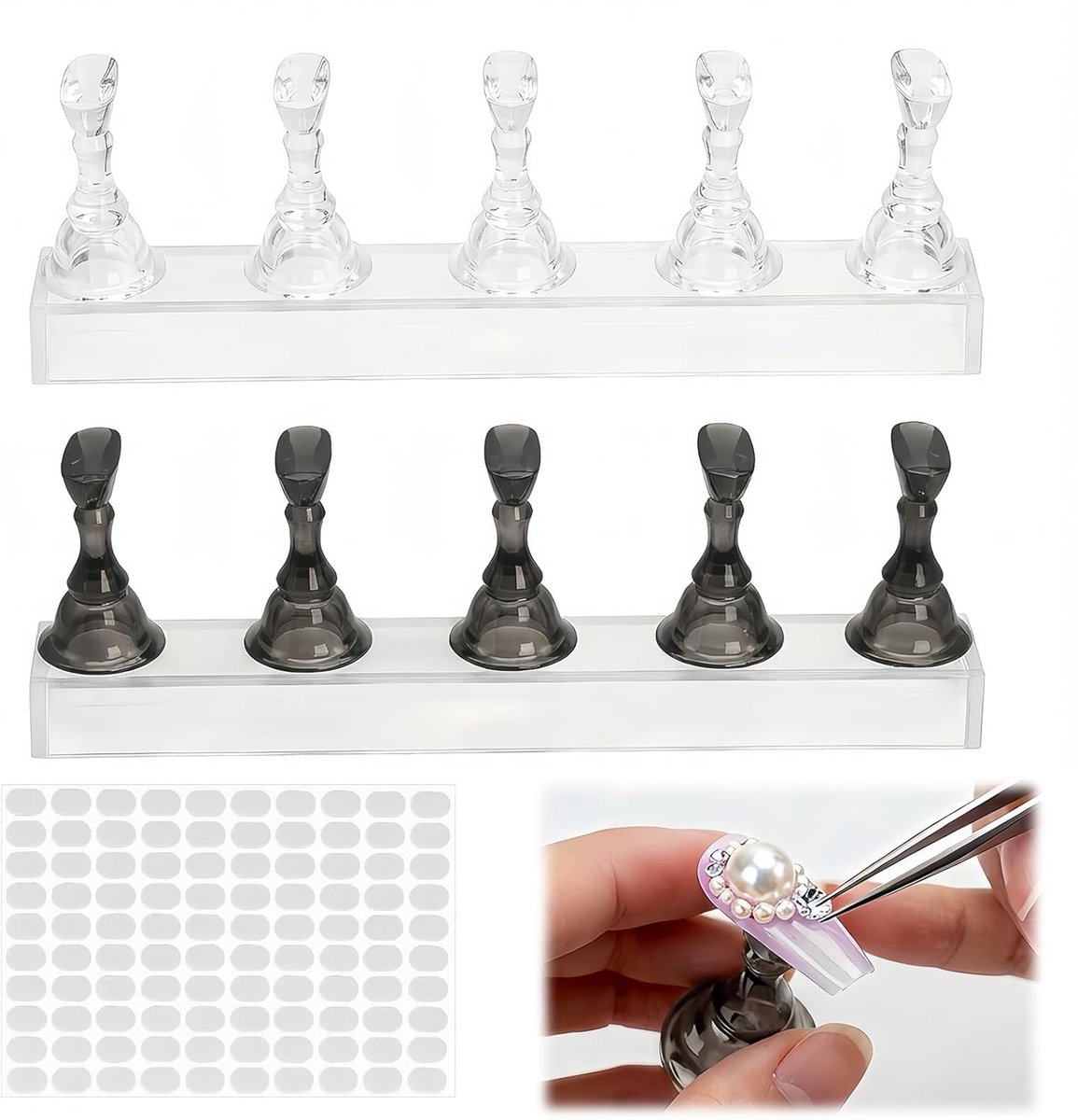 2 sets nagelkunstdisplays, magnetische houder voor kunstnagels, nail art tips houder voor kunstnagels, manicure