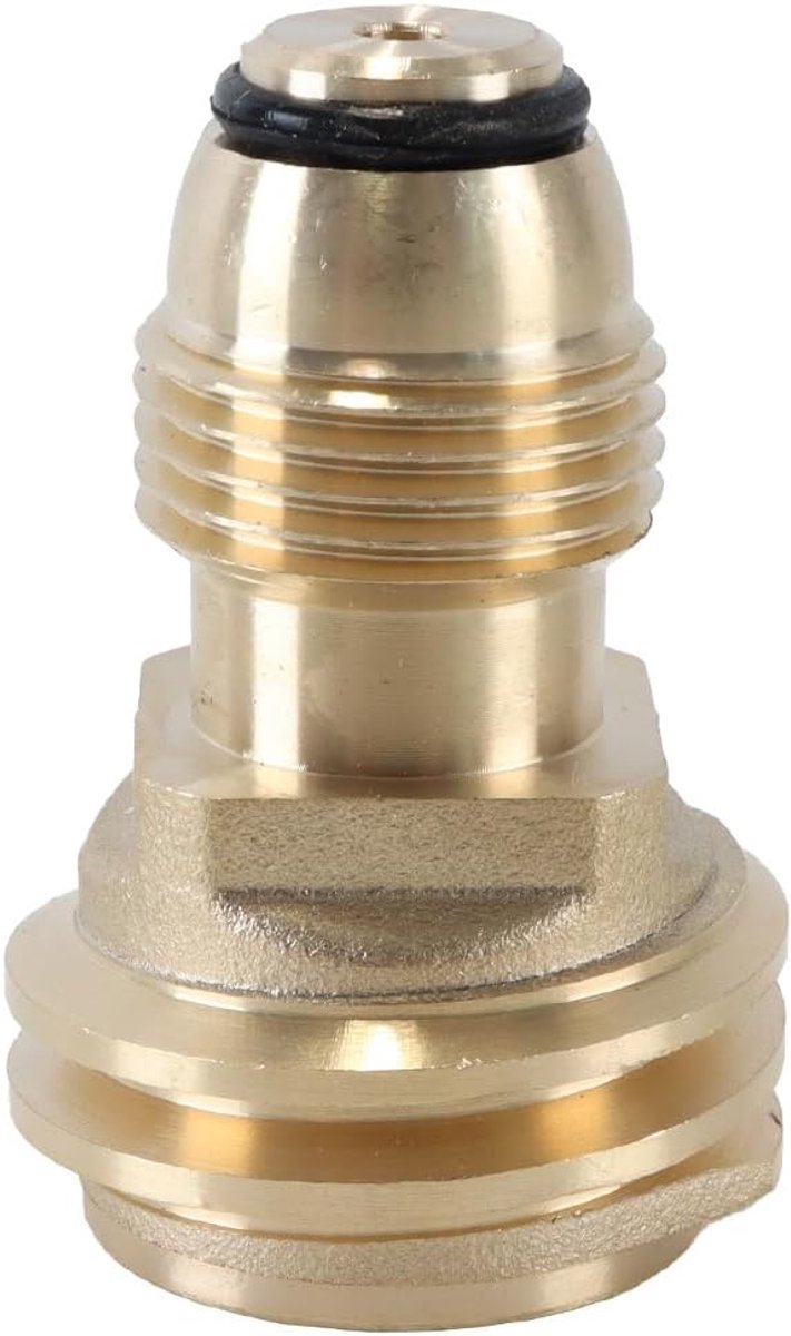 naar QCC1 gasflesadapter, messing, verandert POL LP-tankserviceklep in QCC1/Type 1 slang of regelaar van massief oud naar nieuw, voor buitenbarbecue