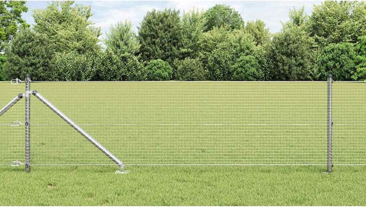 Gelaste draadomheining met 13 spike-posten 0,5 x 50 m van gegalvaniseerd staal, tuinhekken draadomheining voor hekken, groentebedden, kippenren, weidegrond 3351986