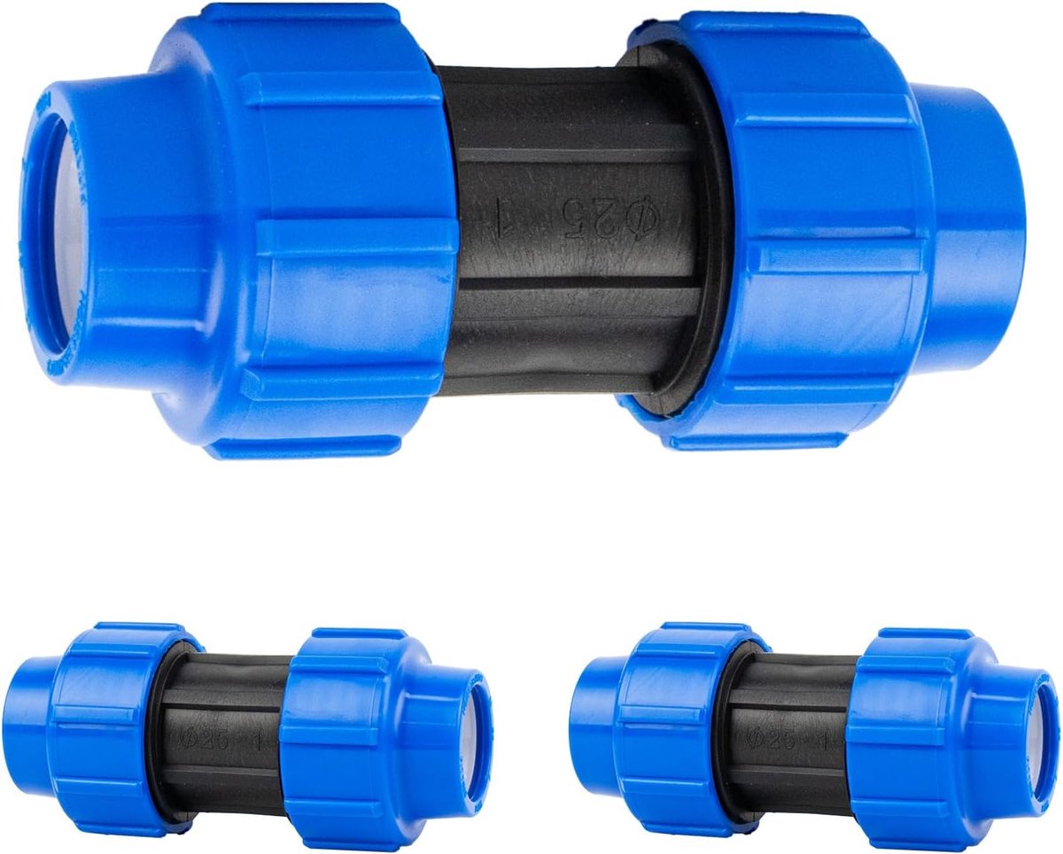 koppeling MDPE schroefverbinding: verbindingsstuk voor buisverlenging van de aanvoerbuis, 32 mm, Quick&Easy verbindingstechniek, zonder gereedschap (3 stuks)