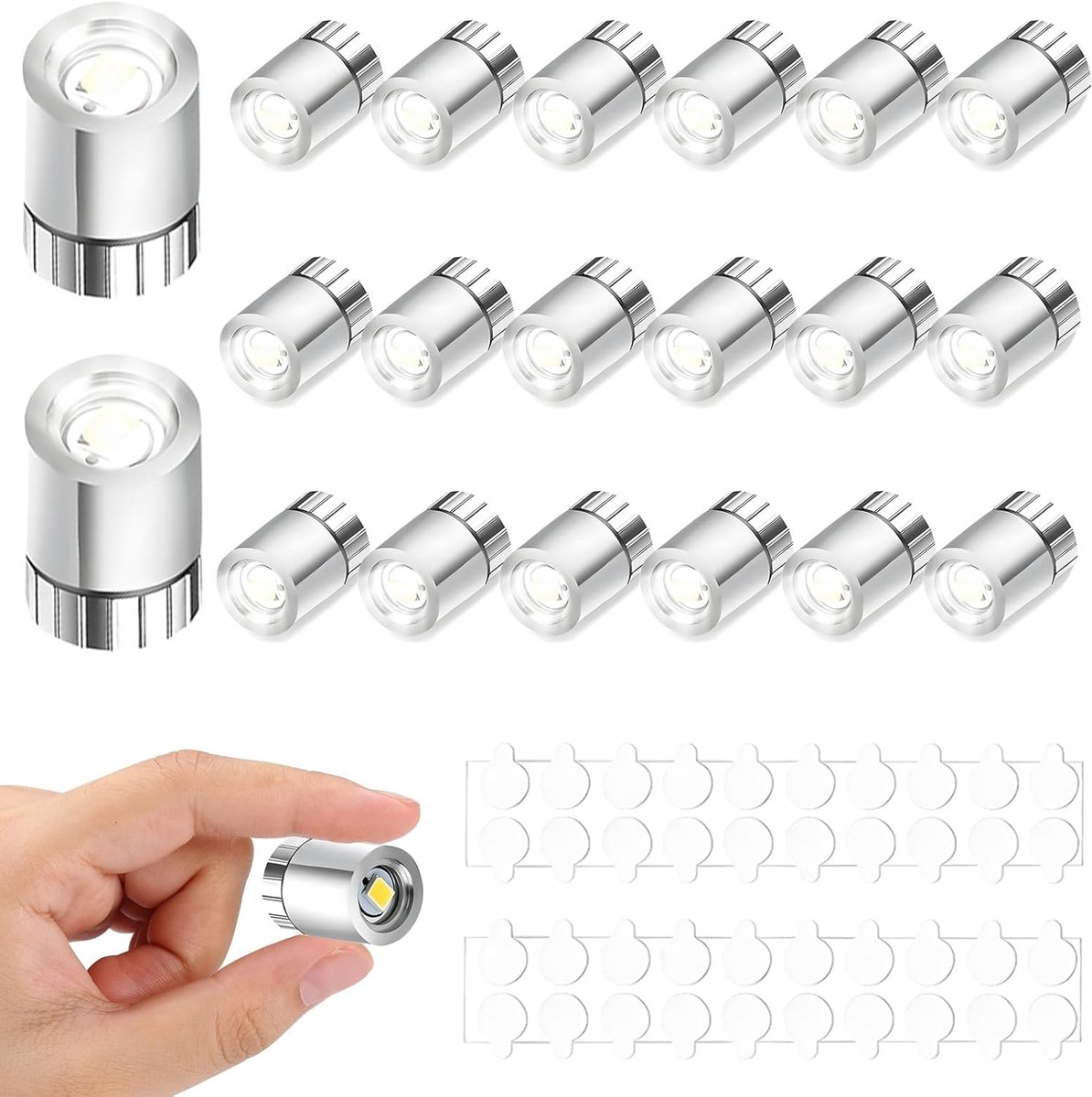 20 stuks mini-ledlampen voor poppenhuisverlichting, witte kleine ledlampen met batterij en 40 kleefpunten, poppenhuisverlichting, miniatuurlamp voor miniatuurmodellen, ballon, doe-het-zelf decoratie