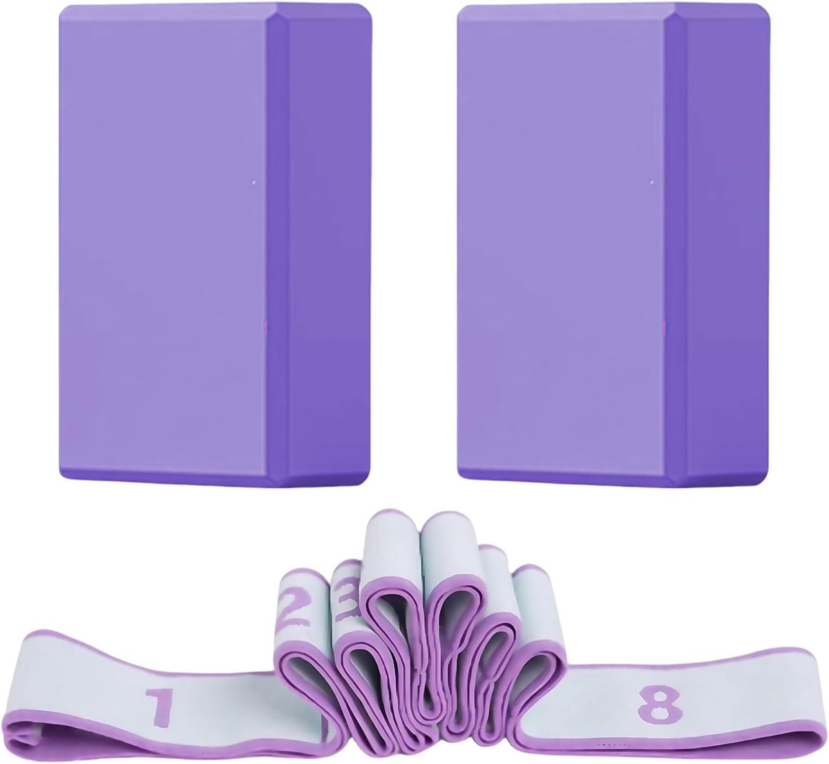 Yogablokken set & kinderen gymnastiek stretchband, anti-slip, lichtgewicht, ideaal voor yoga, pilates en gymnastiek training