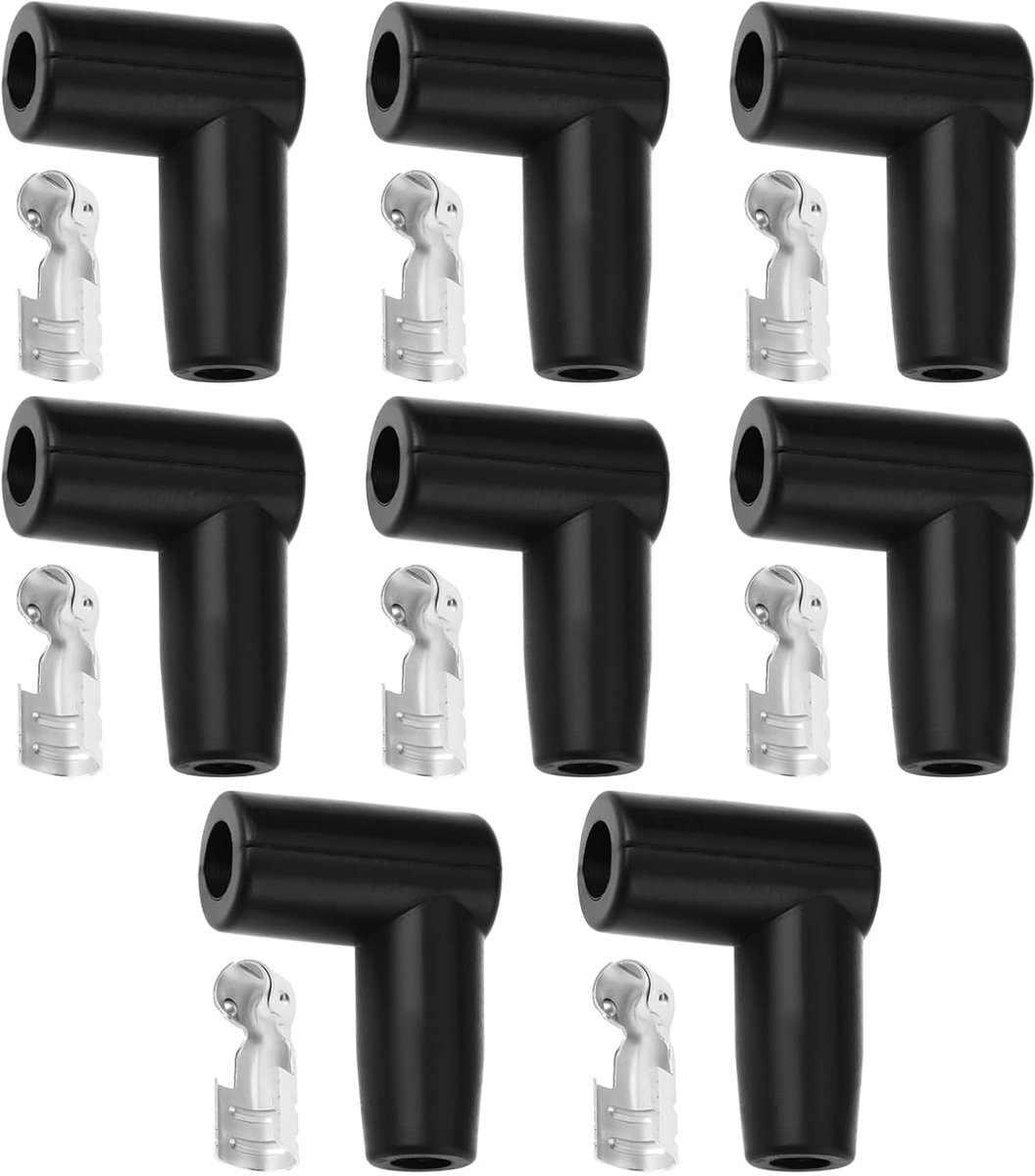 8 Stks Bougie Laarzen met Terminal Siliconen 90 Graden Rechte Hoek voor 6-10mm Bougie Ontsteking Draden