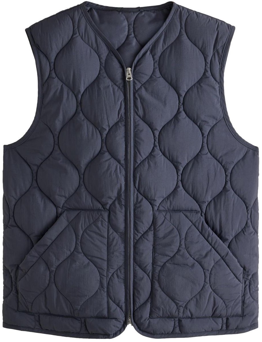 Next Heren Gewatteerd vest met uienmotief Blauw