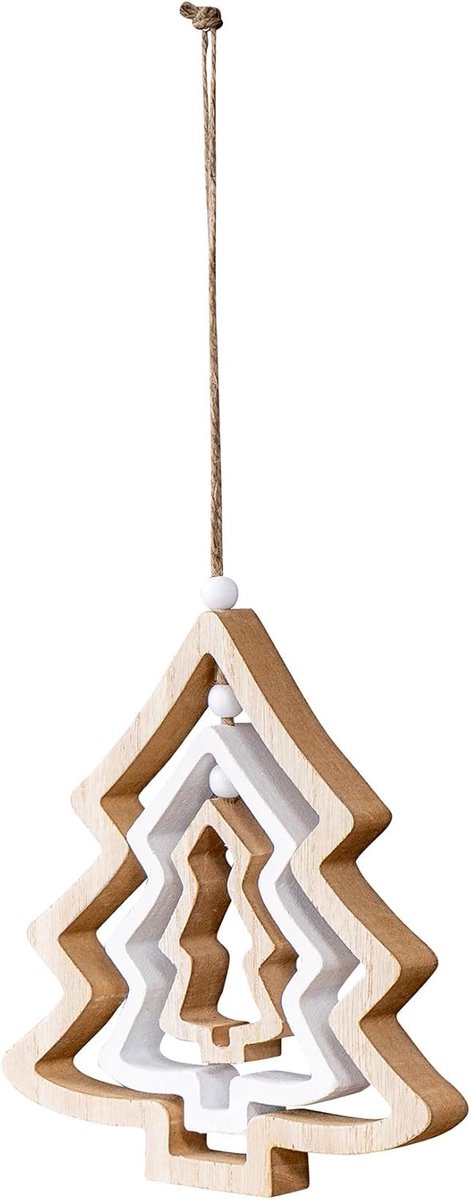 levandeo Dennendecoratie, mobiel, 19 cm, windspel, MDF, hout, natuur, wit, kerstboom, hangdecoratie, decoratie, hanger, kerstdecoratie