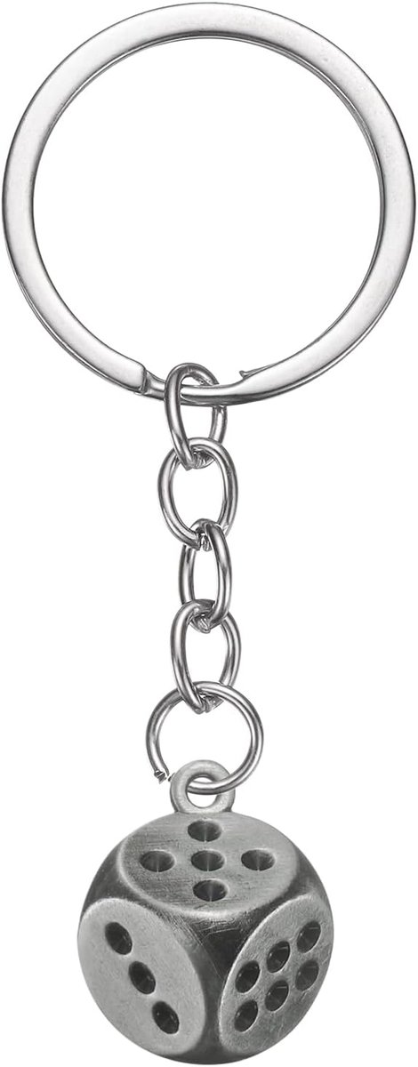 Lucky Dice Sleutelhanger Charme, Retro Legering 3D Cube Vierkante Mini Dobbelstenen Sleutelhangers met Hangers voor Tas, Portemonnee, Portemonnee, Auto, Mobiele Telefoon Accessoires