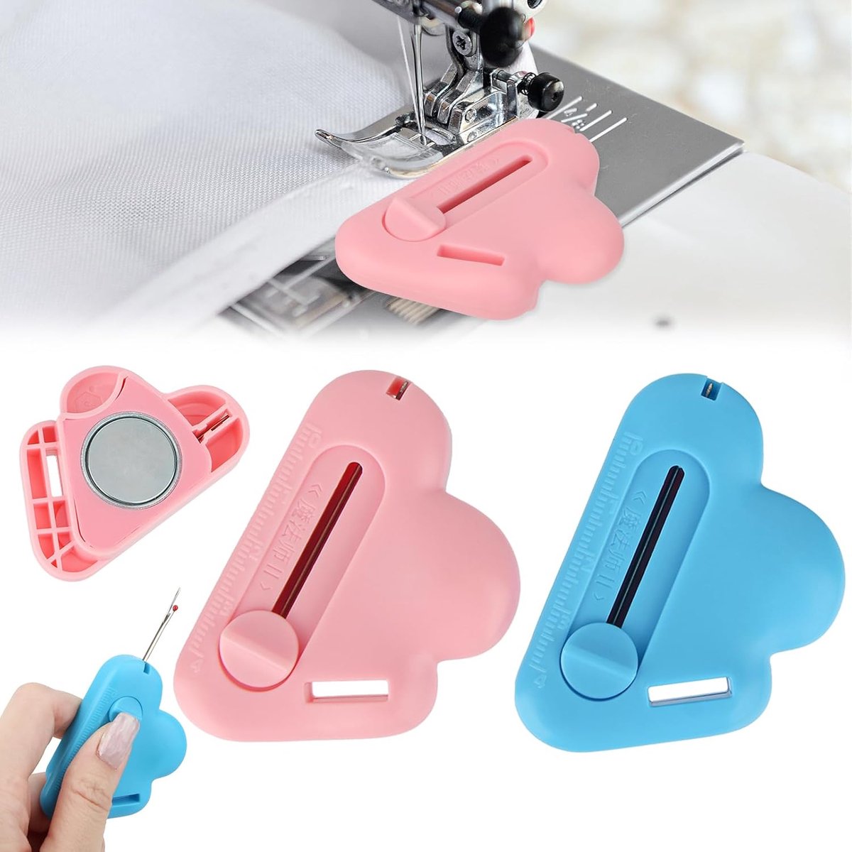 2 stuks magnetische naadgeleidingsgereedschap, multifunctionele naai-accessoires voor naaimachine, naai-accessoires met schaal, universele naaimachine-accessoires voor nauwkeurige