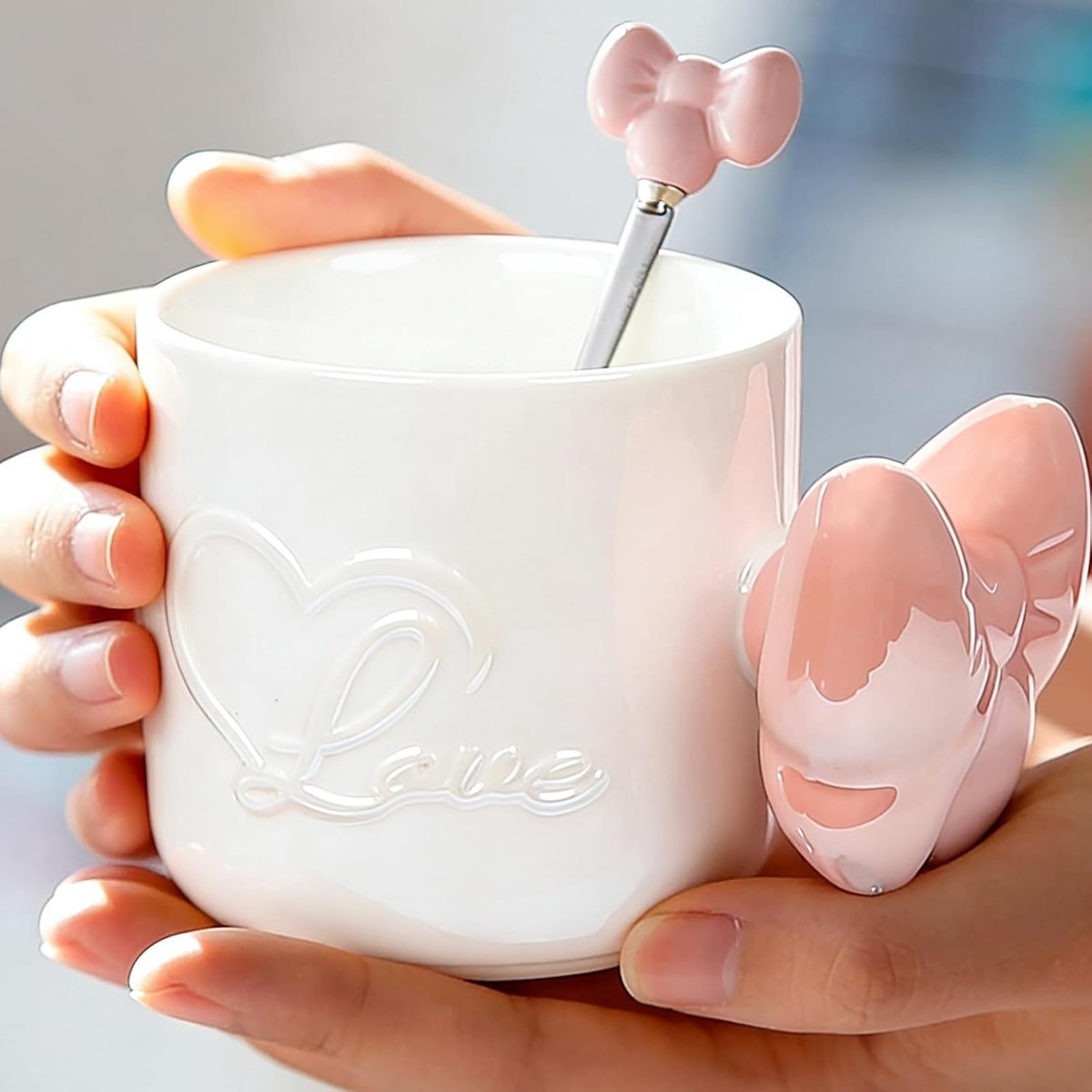 350 ml roze strik koffiemok keramische mok met strik en oor schattige mok porseleinen koffie- en theemok