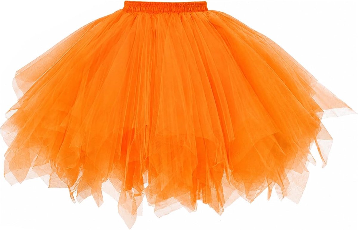 oranje voor dames, Ballettutúrok jaren '50, Carnavalskostuum voor dames, Korte tulrok accessoire voor carnaval, cosplay en feest