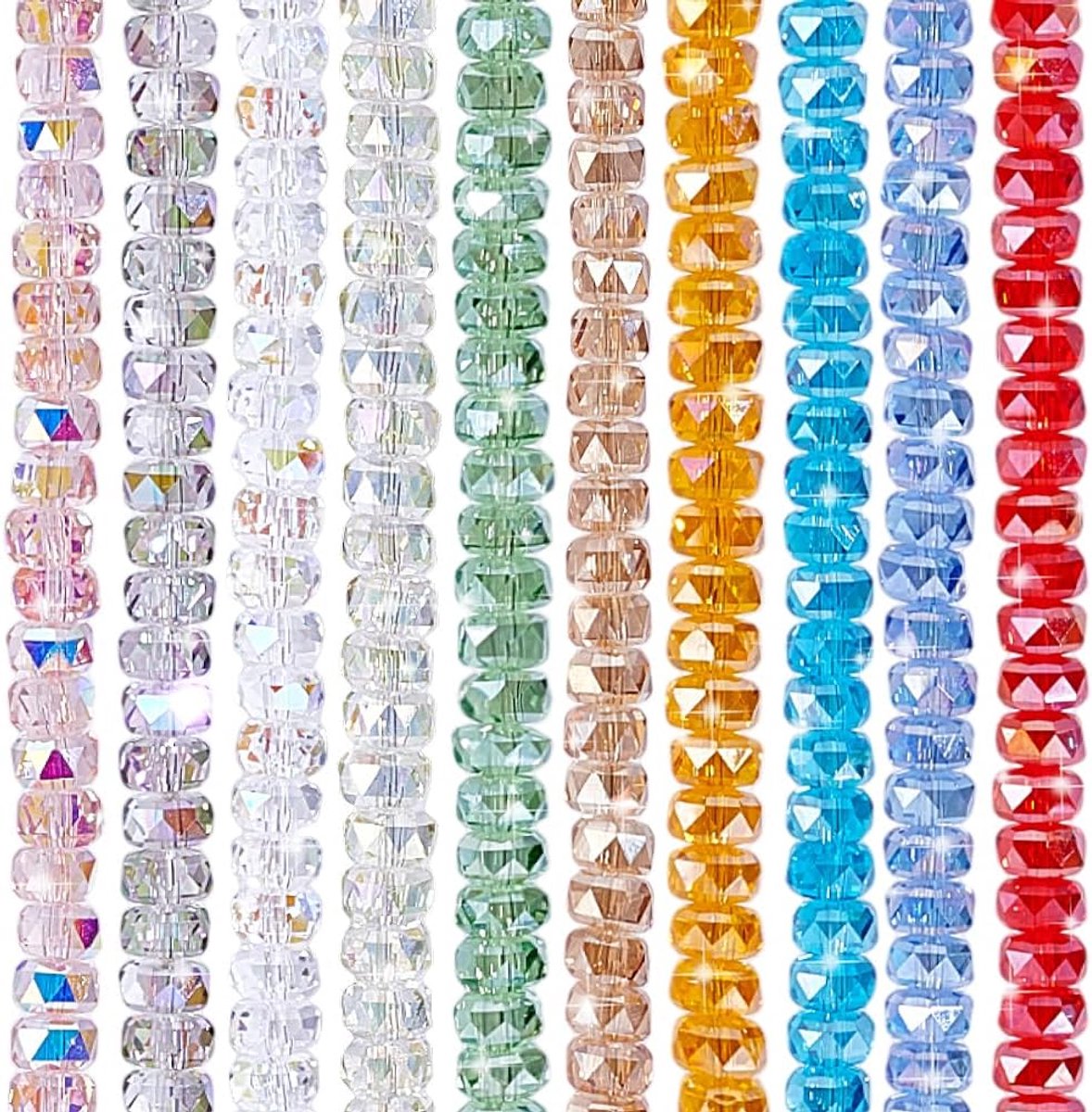 Kralen 8 x 5 mm ronde kleur kristalkralen glas platte knutselkralen voor sieraden, armbanden, halskettingen, oorringen maken