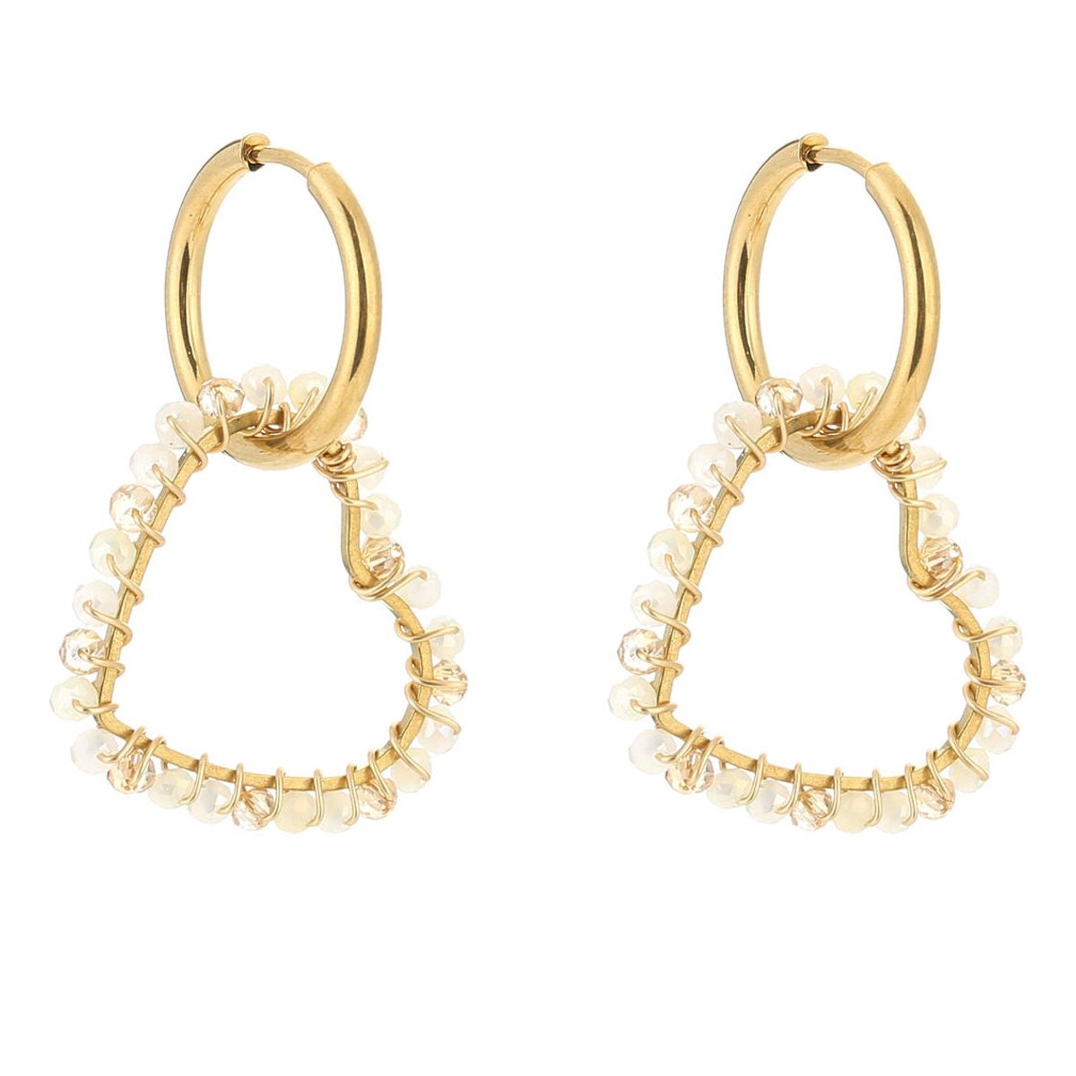 Michelle Bijou Oorbellen Handmade Love goud beige