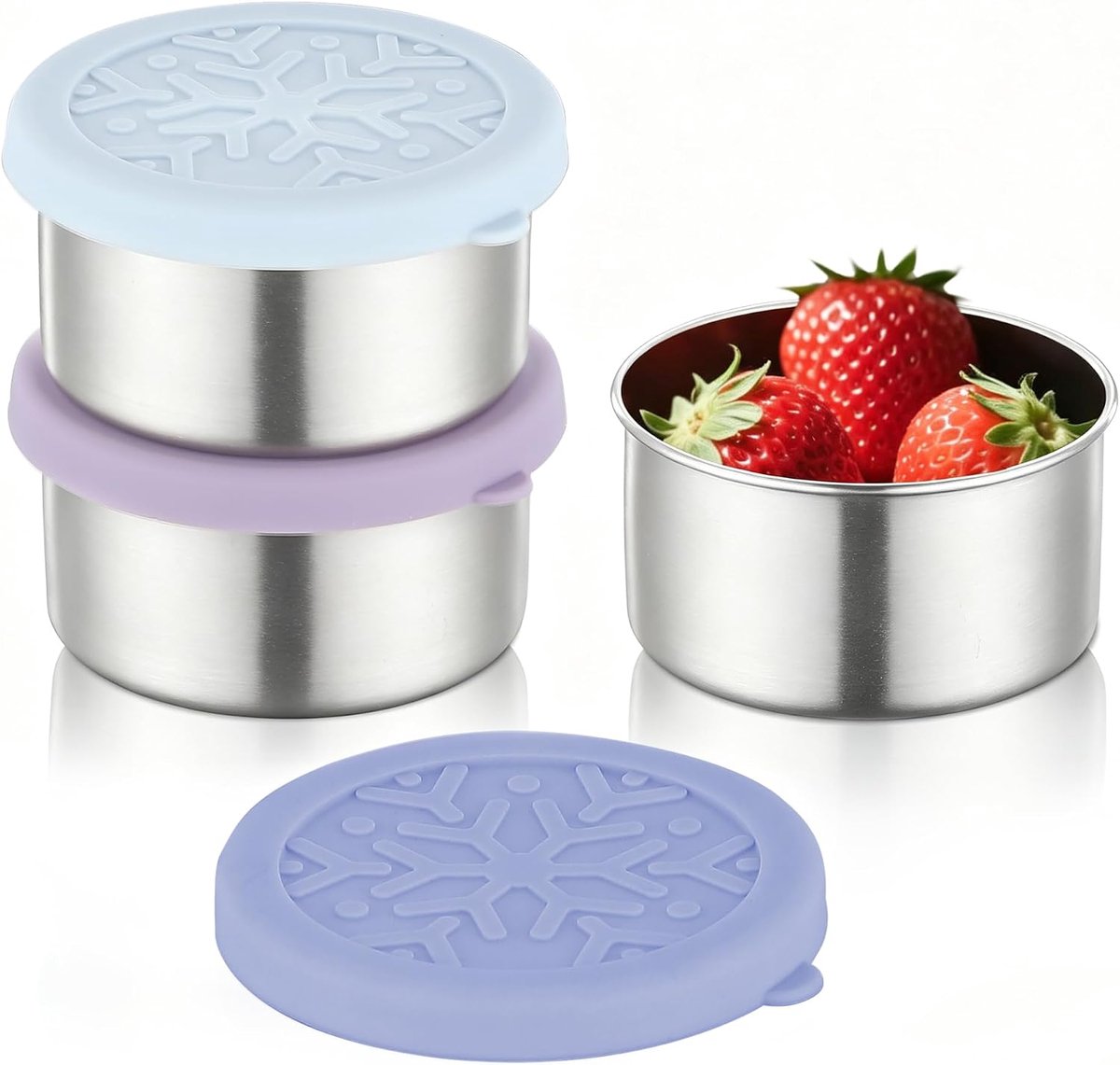 Roestvrijstalen Voedselbakjes Set van 3 – 220 ml Lekvrije Lunchbox & Snackcontainers voor Kantoor, Thuisopslag – Metalen Bakjes met Deksels