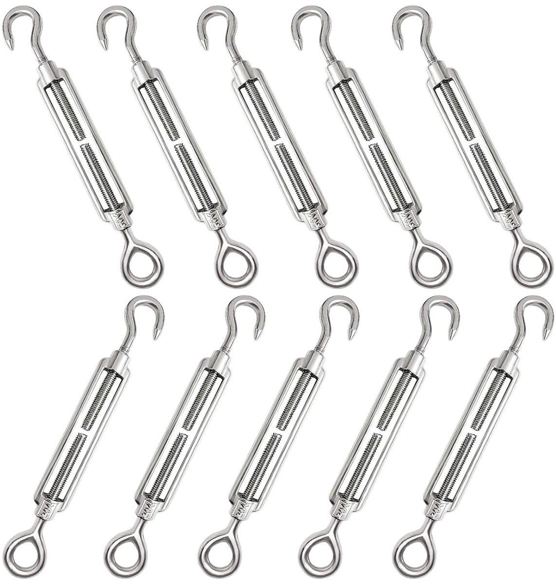 10 stuks kabelspanners roestvrij staal M6 haken en ogen spanslot draadspanner voor zonnezeil klimhulp, tuindraad