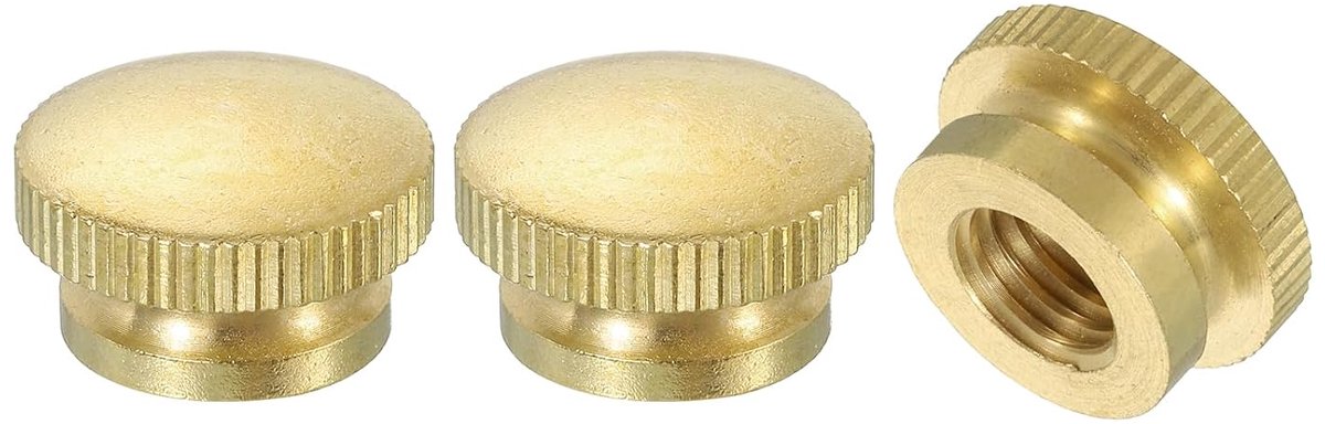 Vlindermoeren, 3 stuks, M10 x D20 mm x H12 mm, blote gat van messing met hoge kop, blinde kraag, bevestigingsmiddelen voor 3D-printeronderdelen