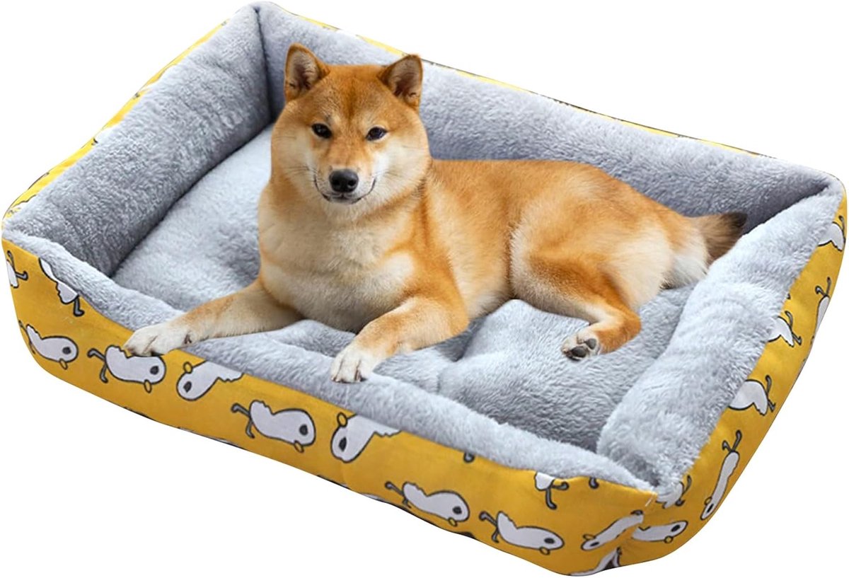 Pluche huisdierbed voor katten kleine honden, hondenbed, machinewasbaar, super zacht PP katoenen orthopedisch kattenbed, antislip waterdichte bodem slaapbank voor kleine middelgrote honden of katten