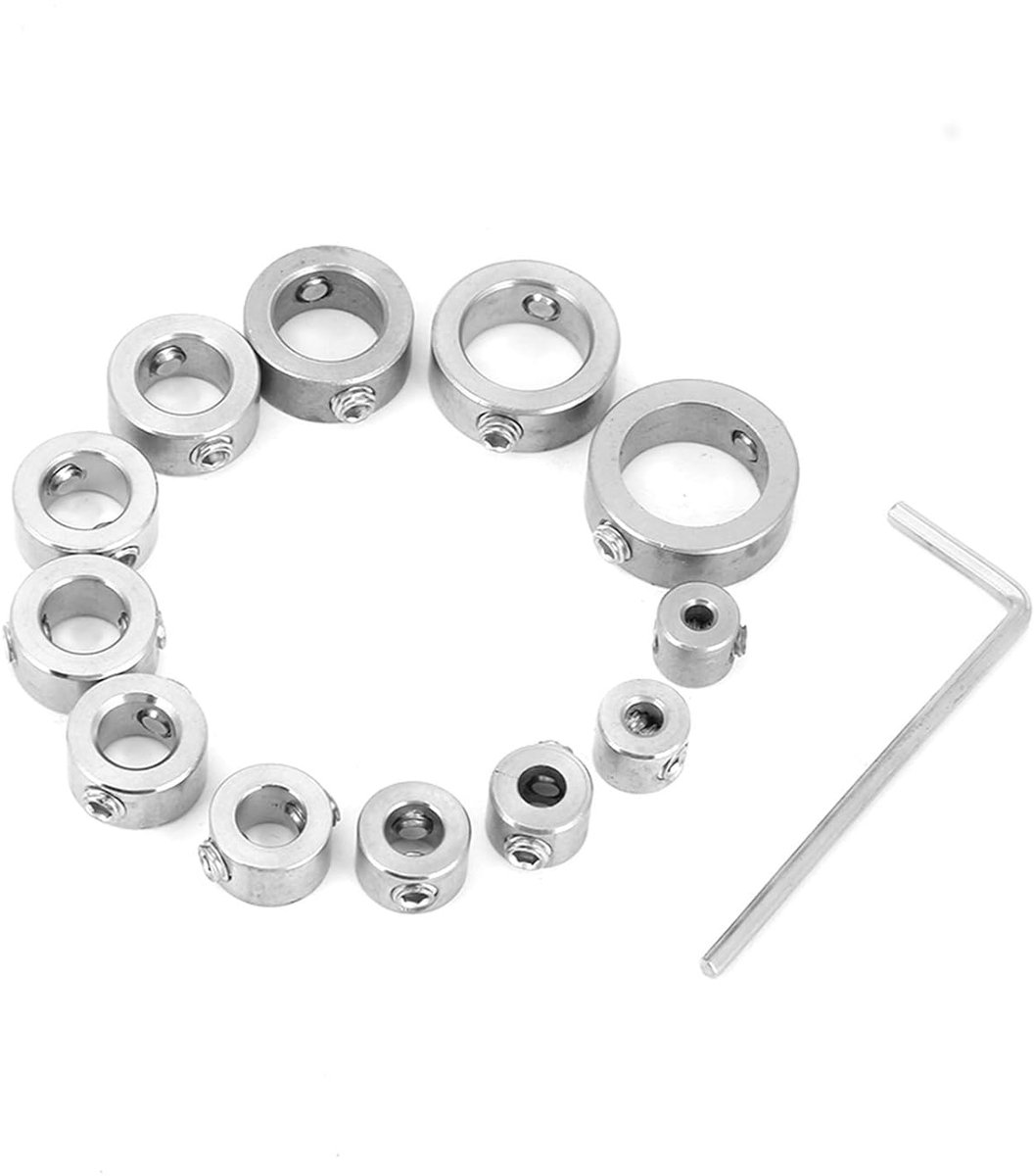 Set van 12 3-16 Mm Boorstopset Kraag Boorstopring Boorstop Boorbegrenzer met Inbussleutel Roestvrijstalen Boordiepte Stopbit Kraagset Boorbegrenzingsring