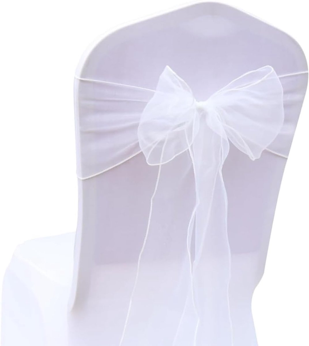 Strikken, organza, doop, feest, decoratie, bruiloft (wit)