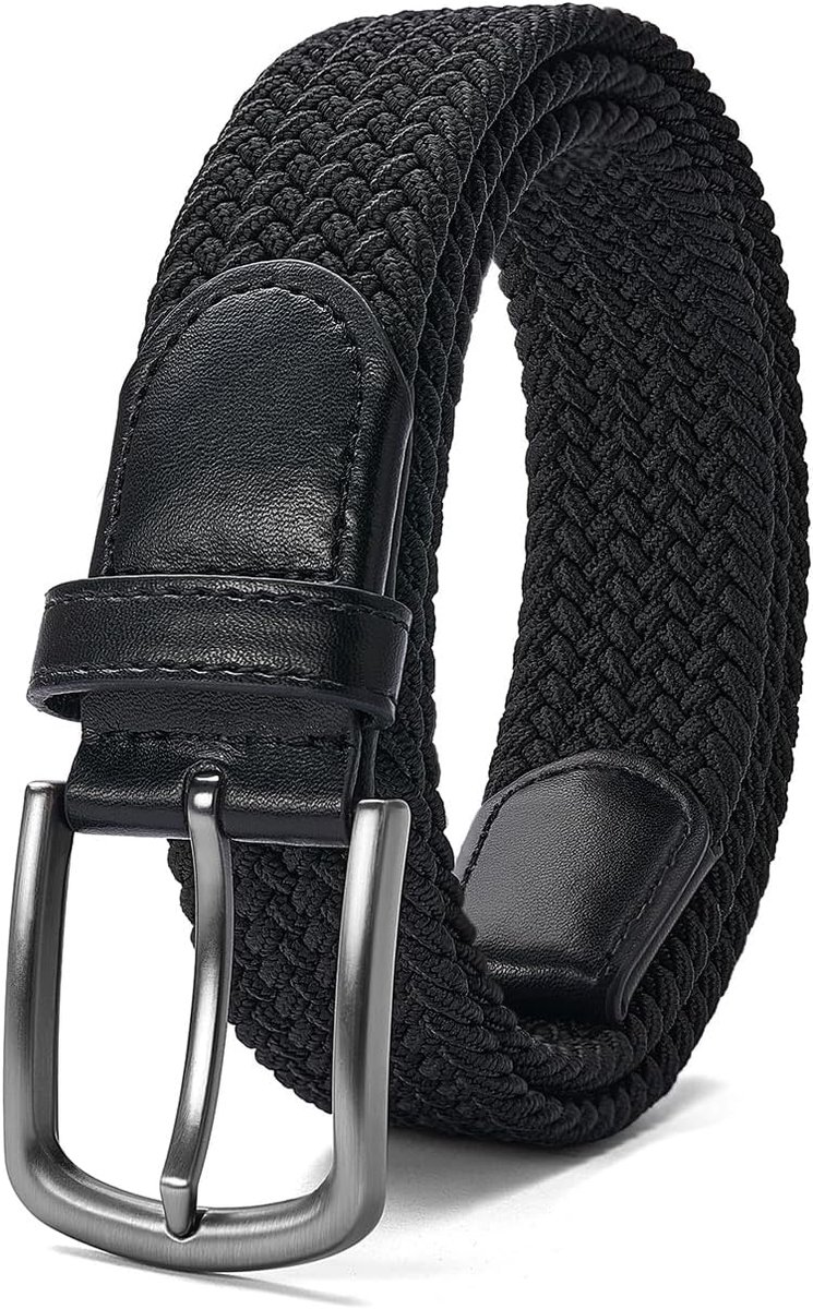 geweven elastische riem, casual riem van 1 3/8" stretchstof, met geschenkverpakking.