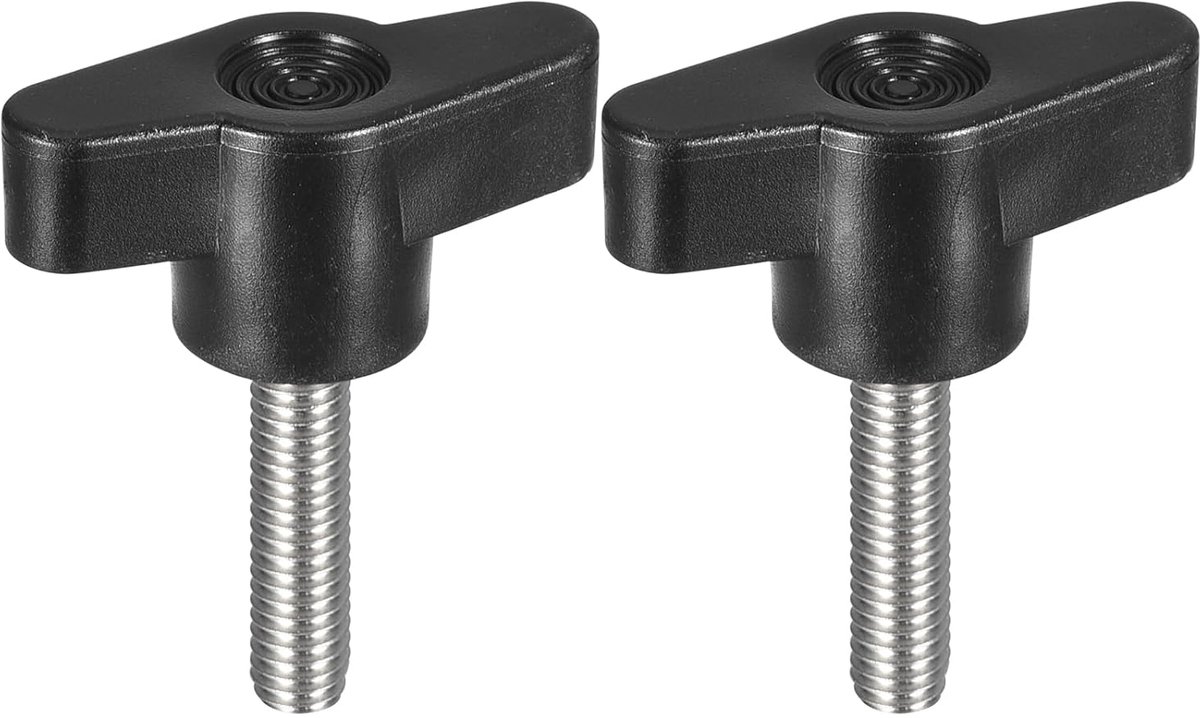 2 stuks spanschroefknop, M6 x 25 mm van roestvrij staal 304 in T-vorm voor snelle vervanging handspanknop schroeven met T-greep