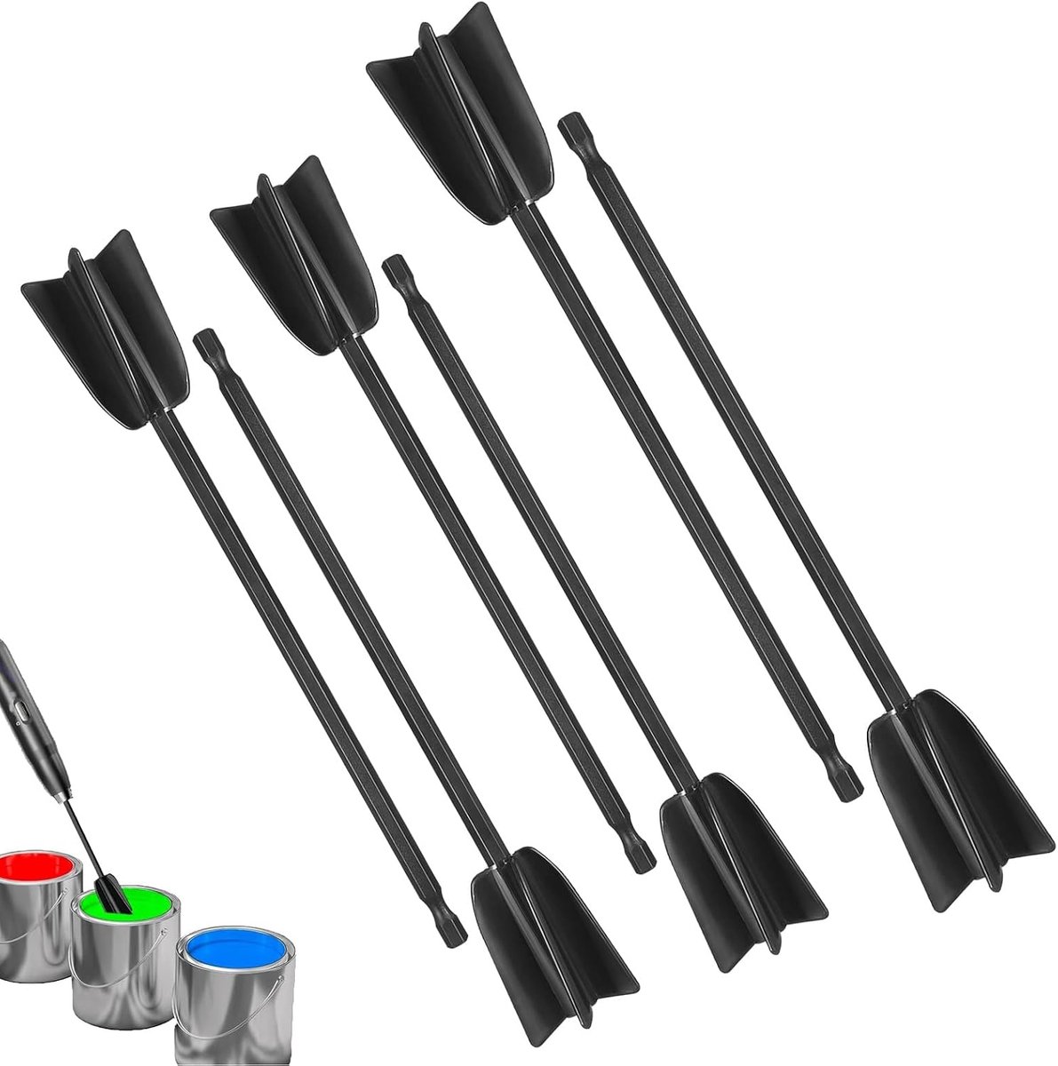 6 stuks Epoxyharsroerder Kleurroerder Epoxyharsmengspatel Roerstaf Boormachine voor 1/4 Boor Herbruikbare kleurenmixer voor epoxy schilderen keramiekglazuur (zwart)