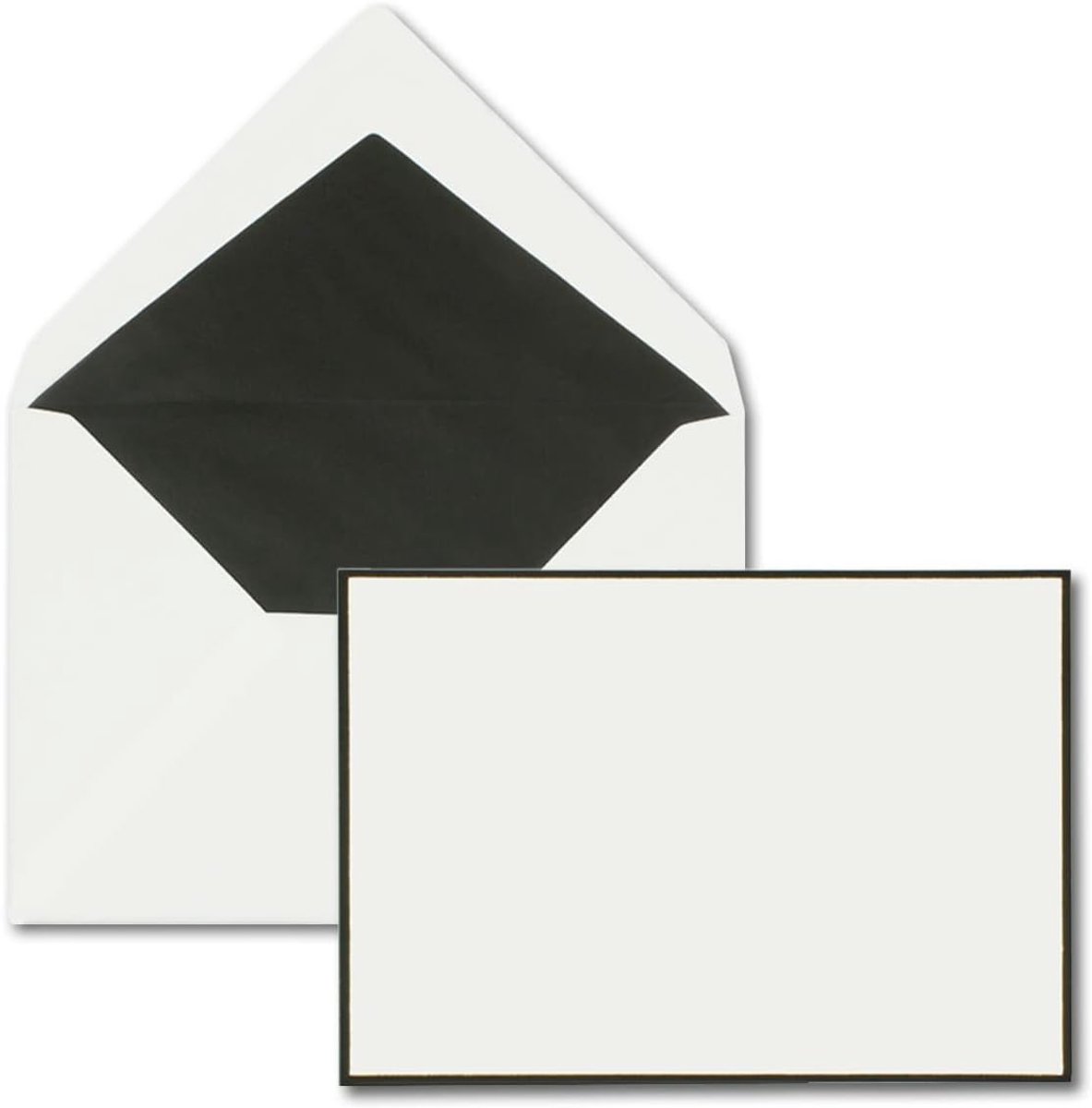 100 x rouwenveloppen DIN C6-11,4 x 16,2 cm - enveloppen voor rouwkaarten en condolentie met handgemaakte zwarte rouwrand en zwarte zijden voering