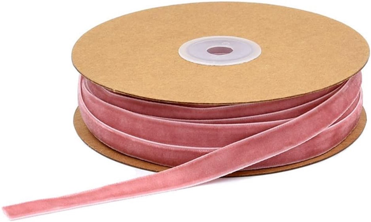 lint 20 meter / rol 10 mm decoratief lint cadeaulint van fluweel lint voor decoratie sierboord boord sierband sieradenlint DIY Crafts decoratie fluwelen boord donkerroze 10 mm