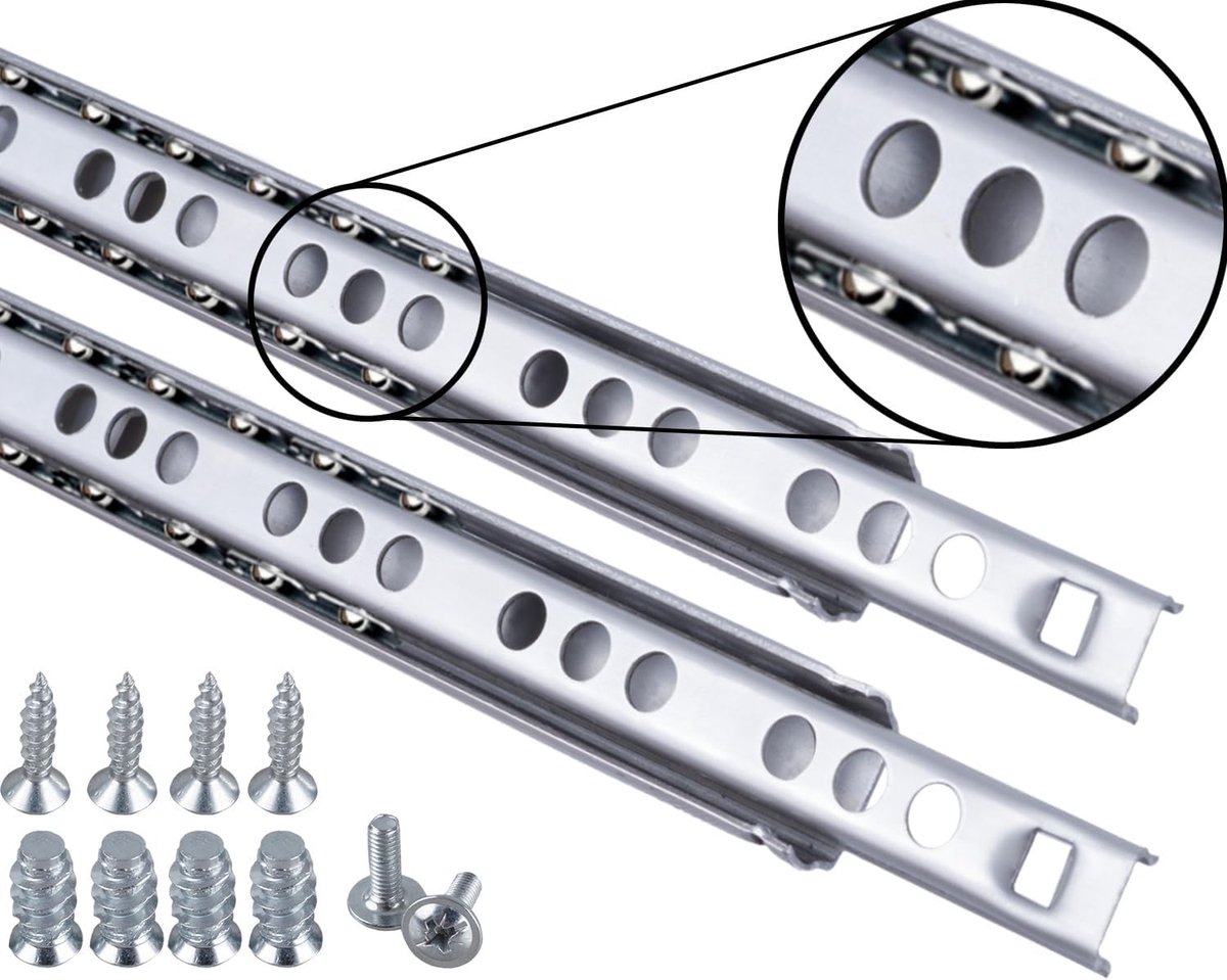 Schuifladenrails (1 paar) Deel uittrekbaar H: 17 mm / L: 246 mm ladegeleiders kast scharnieren rails voor laden plankrails